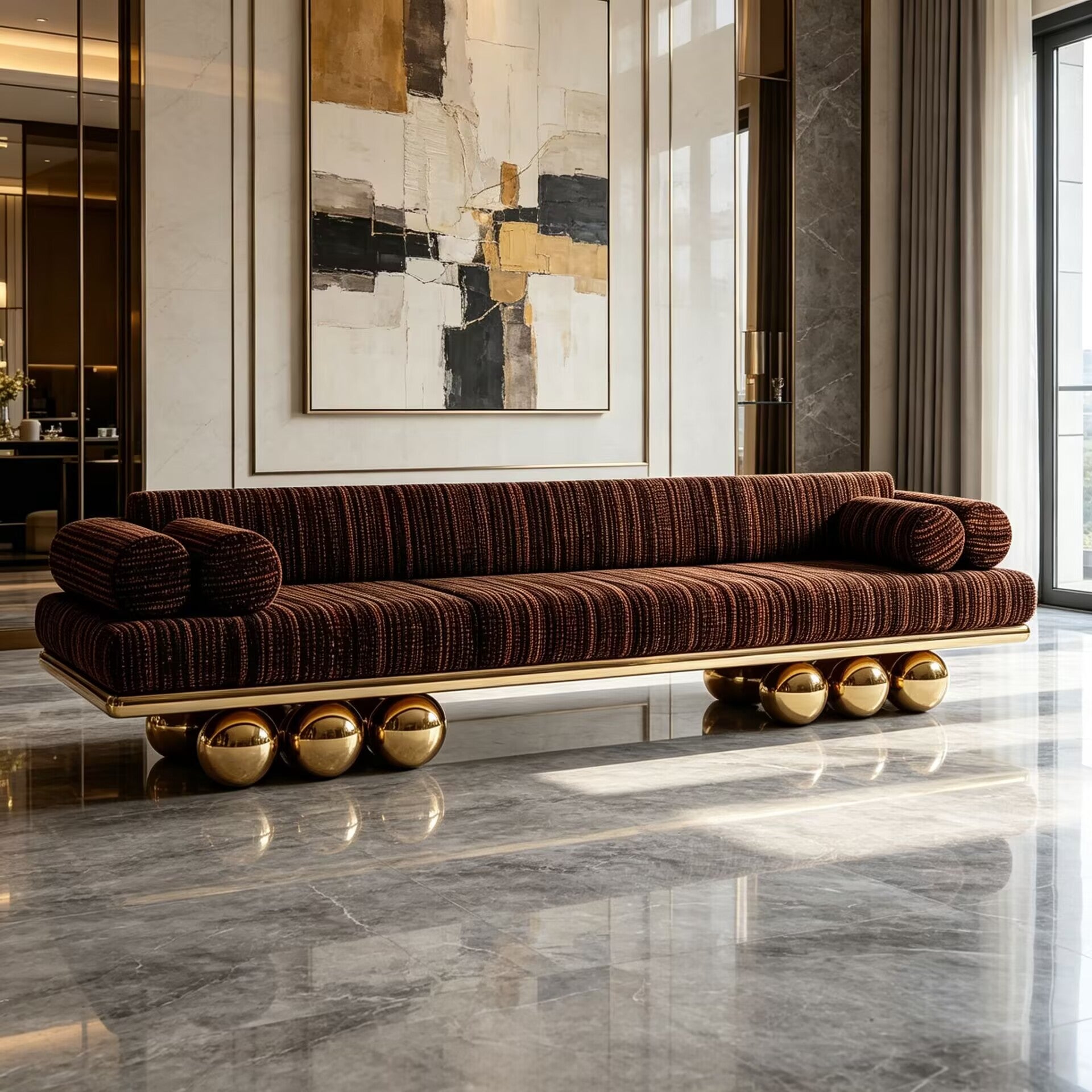 Lustra High-End Stainless Steel Modern Minimalism Fabric Sofa
