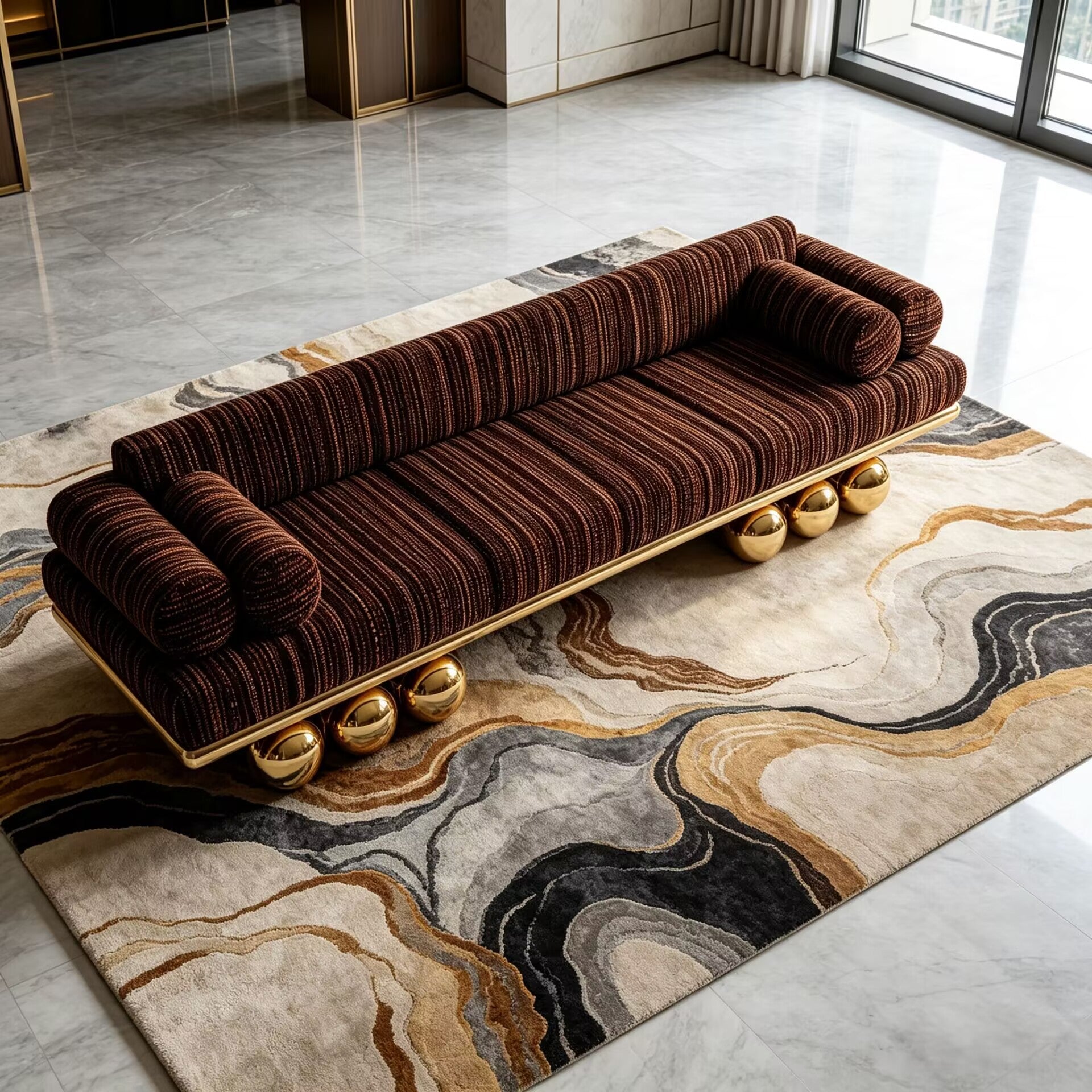 Lustra High-End Stainless Steel Modern Minimalism Fabric Sofa