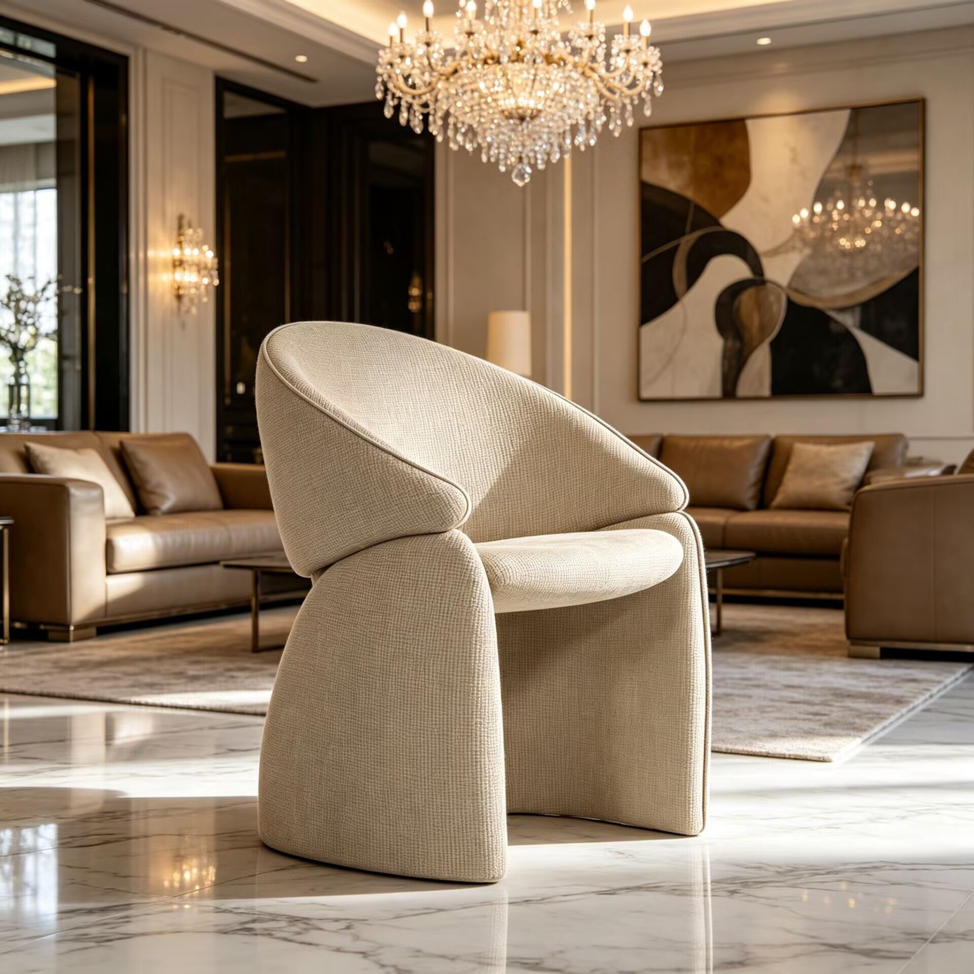 Luxor Italian Living Room Luxurious Irregular Simple Fabric Armchair