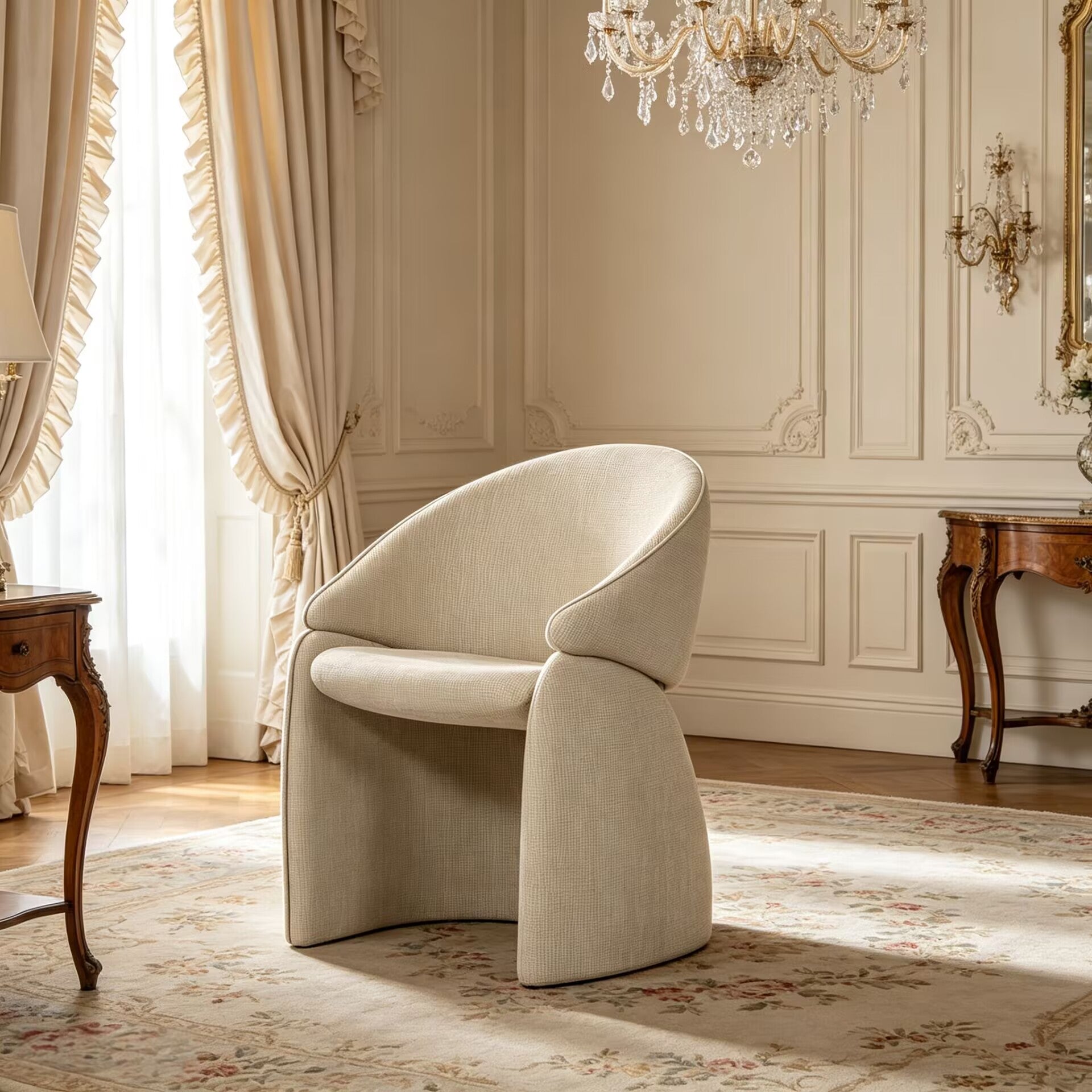 Luxor Italian Living Room Luxurious Irregular Simple Fabric Armchair