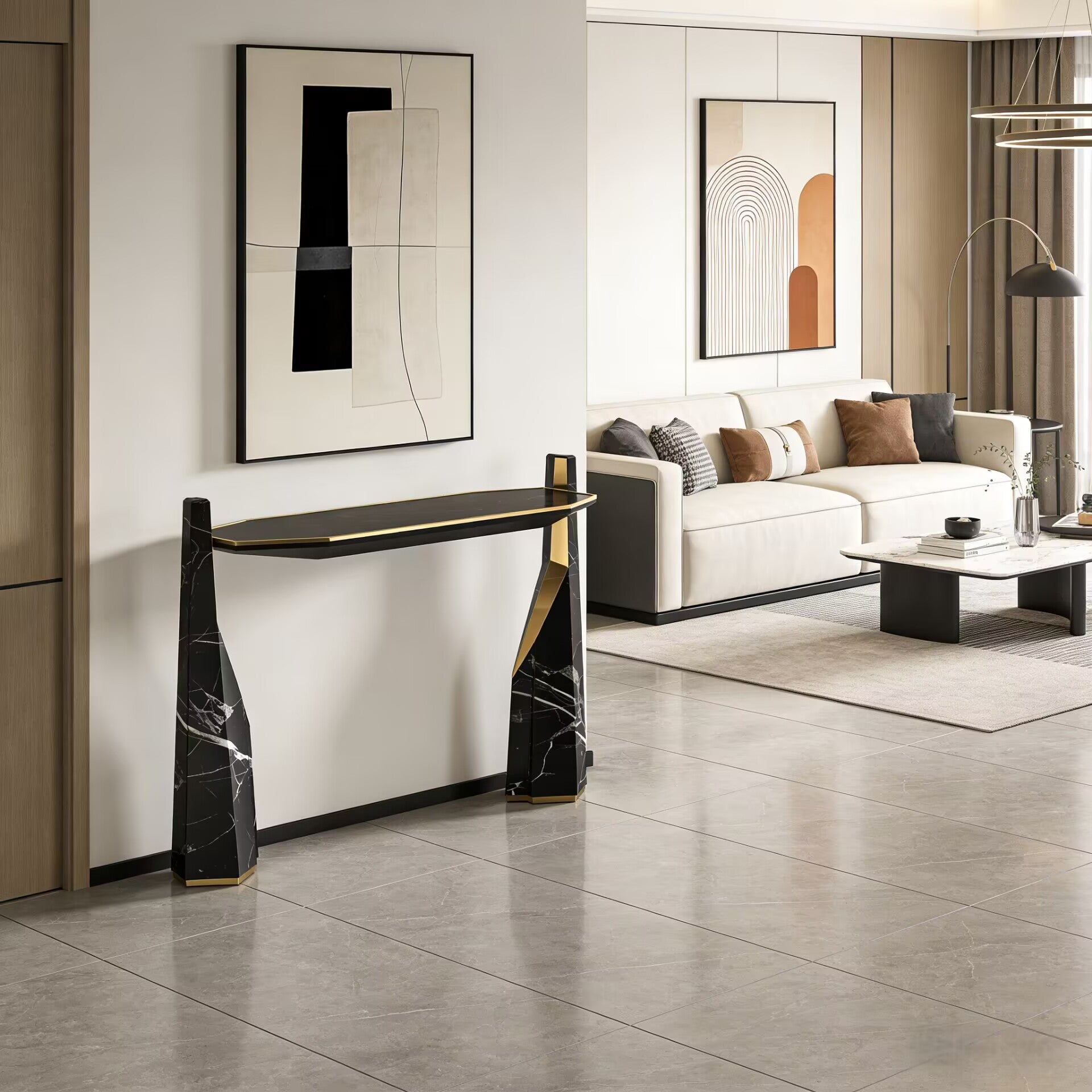 Luxxu Artistic Luxurious Stainless Steel Minimalism Marble Console