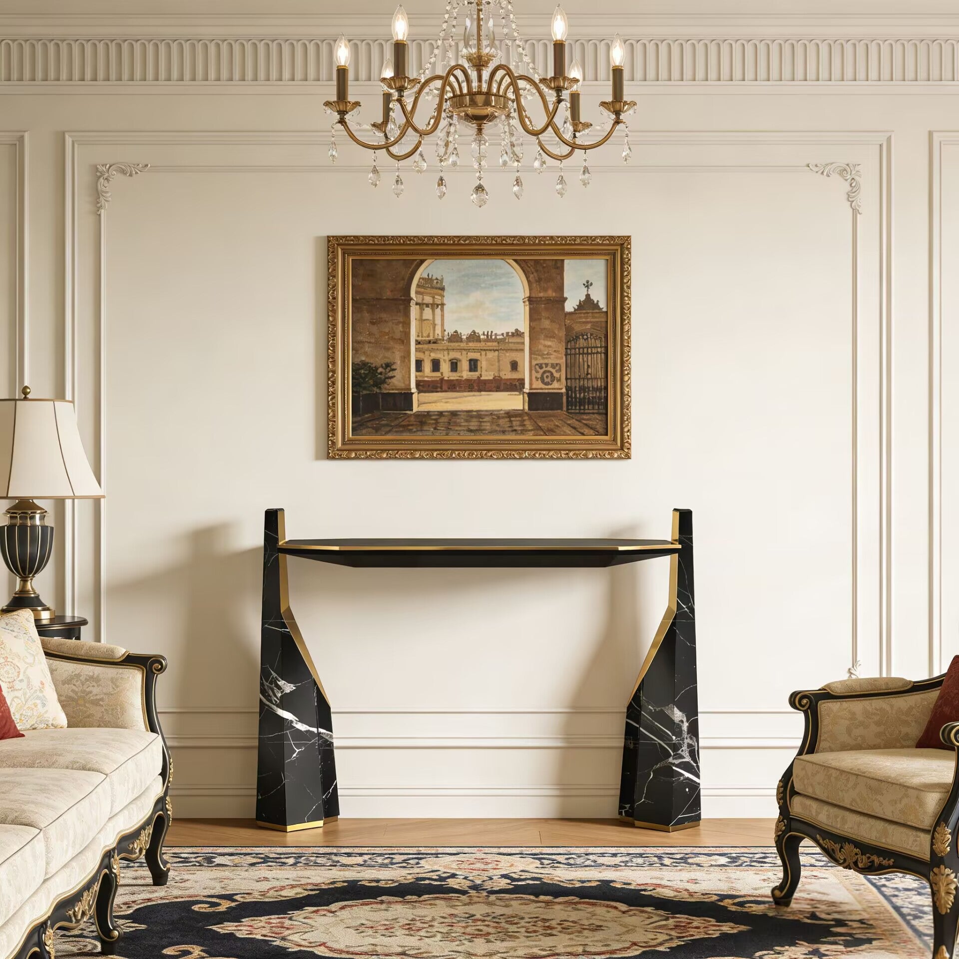 Luxxu Artistic Luxurious Stainless Steel Minimalism Marble Console