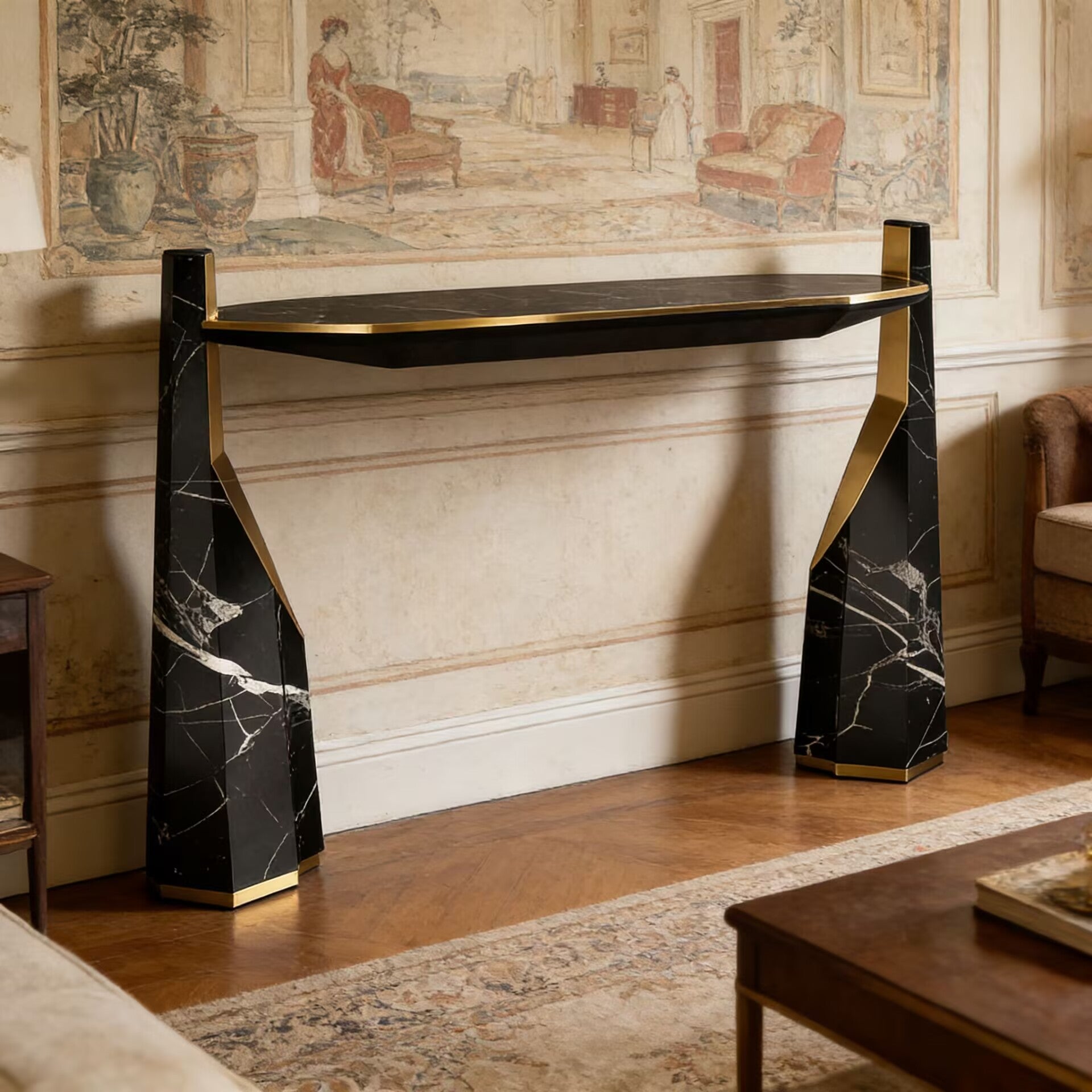 Luxxu Artistic Luxurious Stainless Steel Minimalism Marble Console
