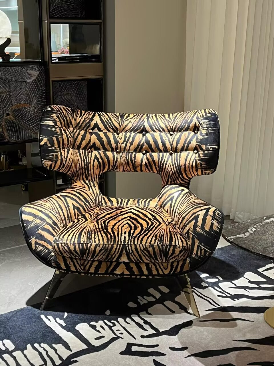 Maclaine Italian Personality Designer Living Room Fabric Armchair