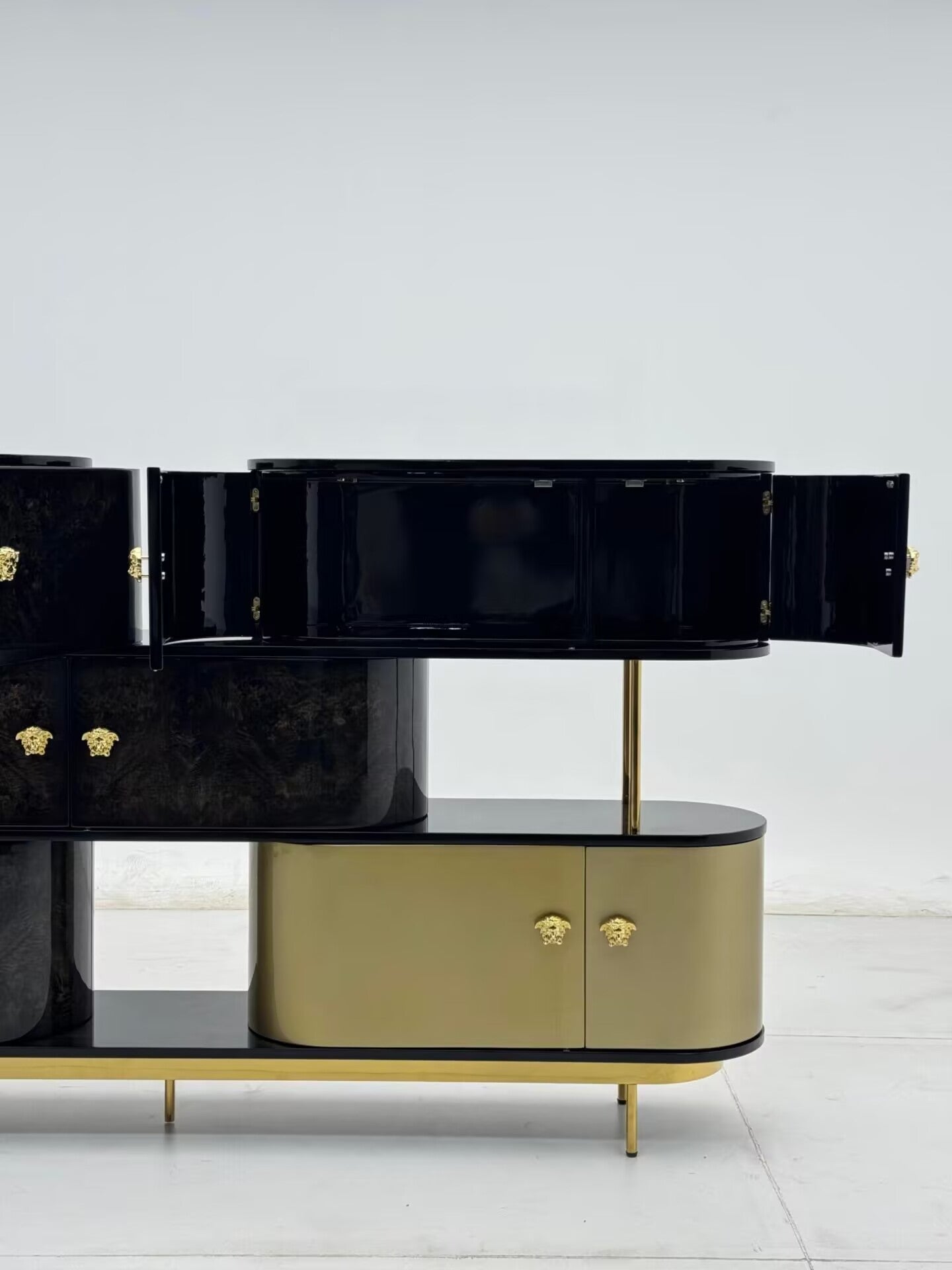 Maglia High-End Stainless Steel Artistic Solid Wood Storage Cabinet