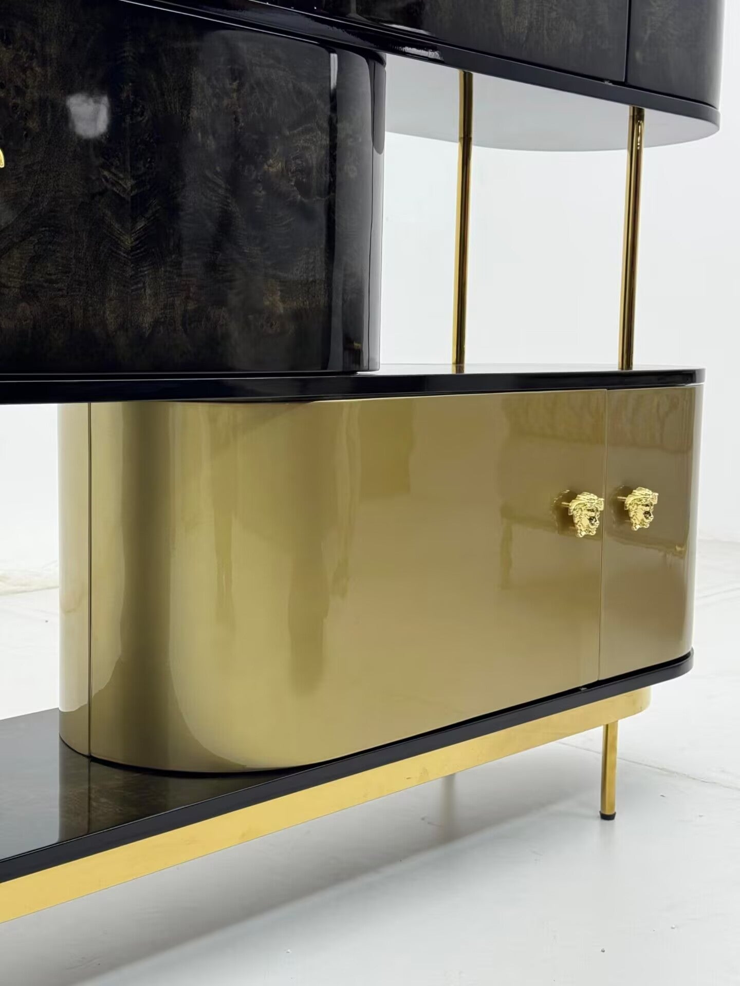 Maglia High-End Stainless Steel Artistic Solid Wood Storage Cabinet