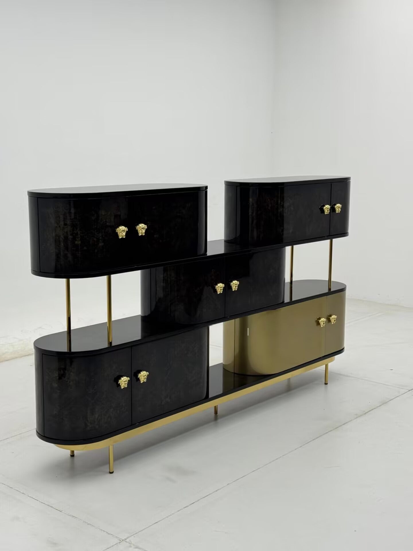 Maglia High-End Stainless Steel Artistic Solid Wood Storage Cabinet