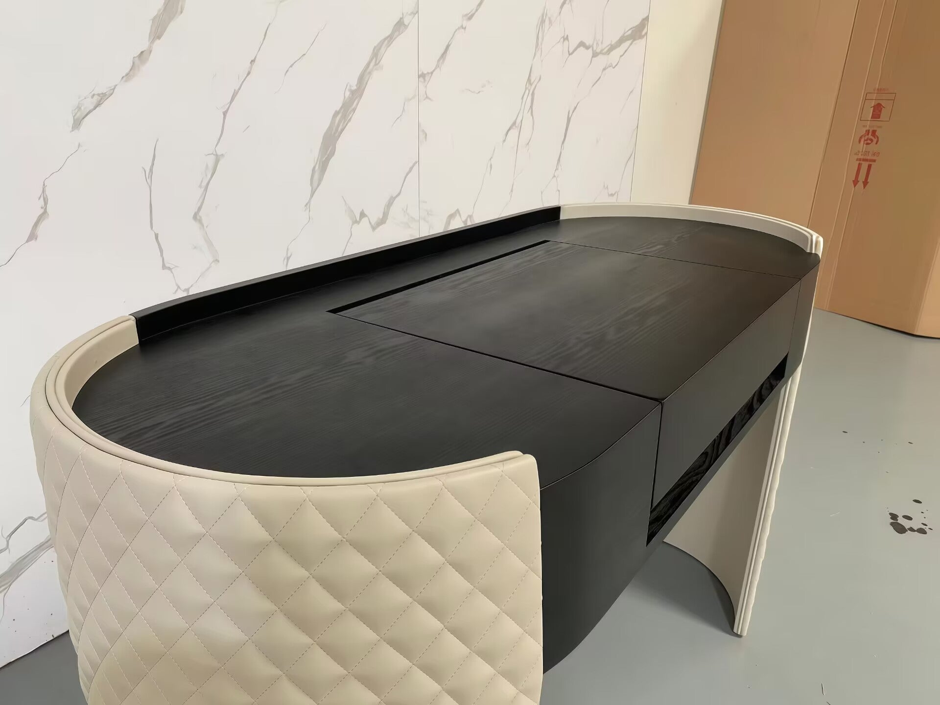 Majestic Italian High-End Artistic Oval Solid Wood Dressing Table