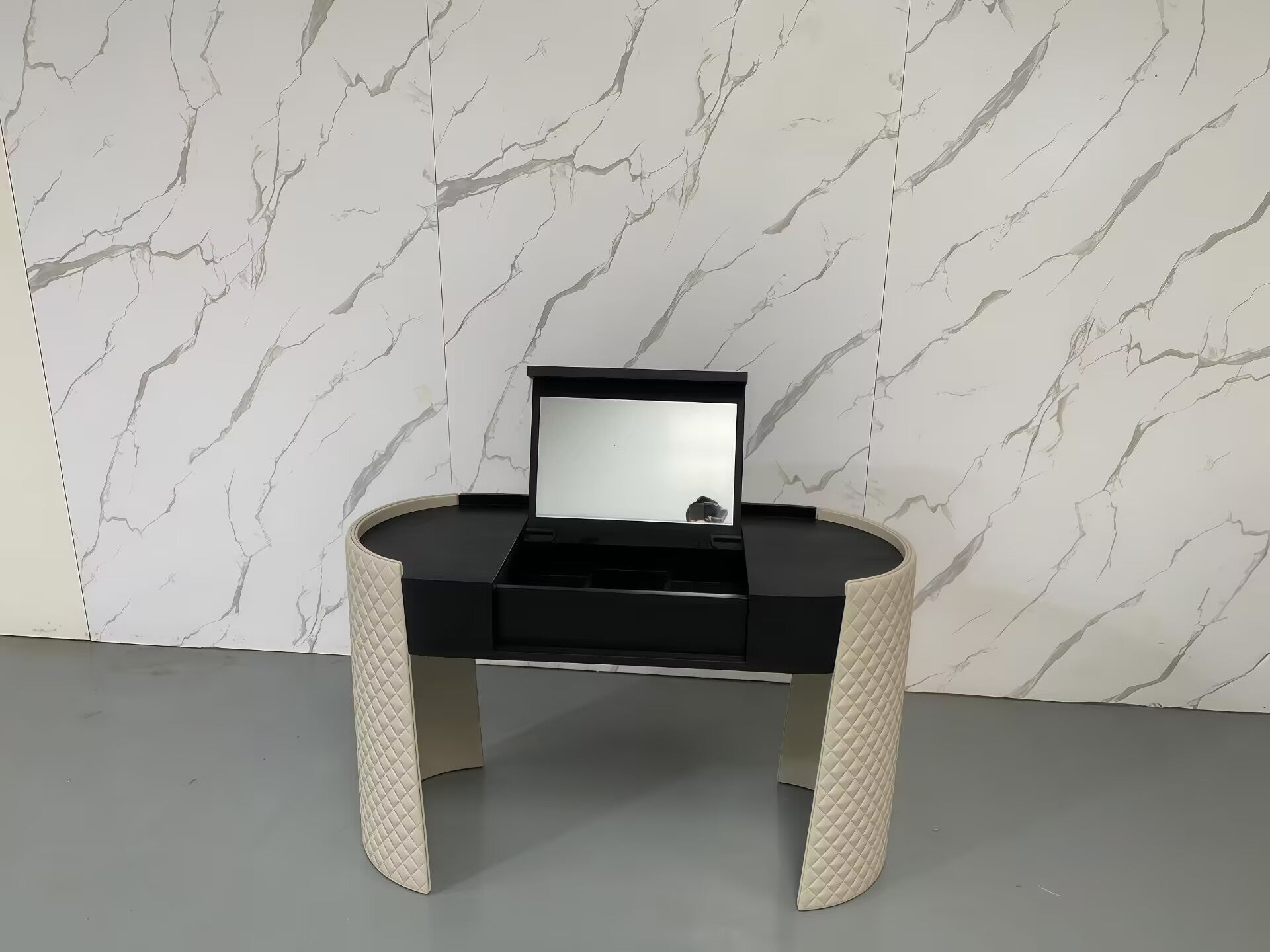 Majestic Italian High-End Artistic Oval Solid Wood Dressing Table