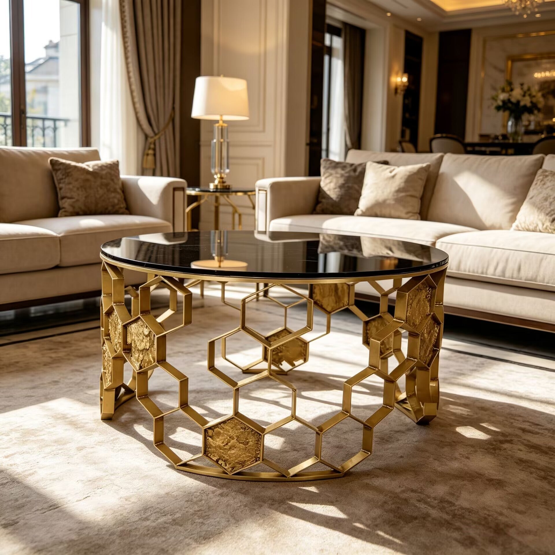 Manuka Living Room Simple Art Customize Glass Round Coffee Table