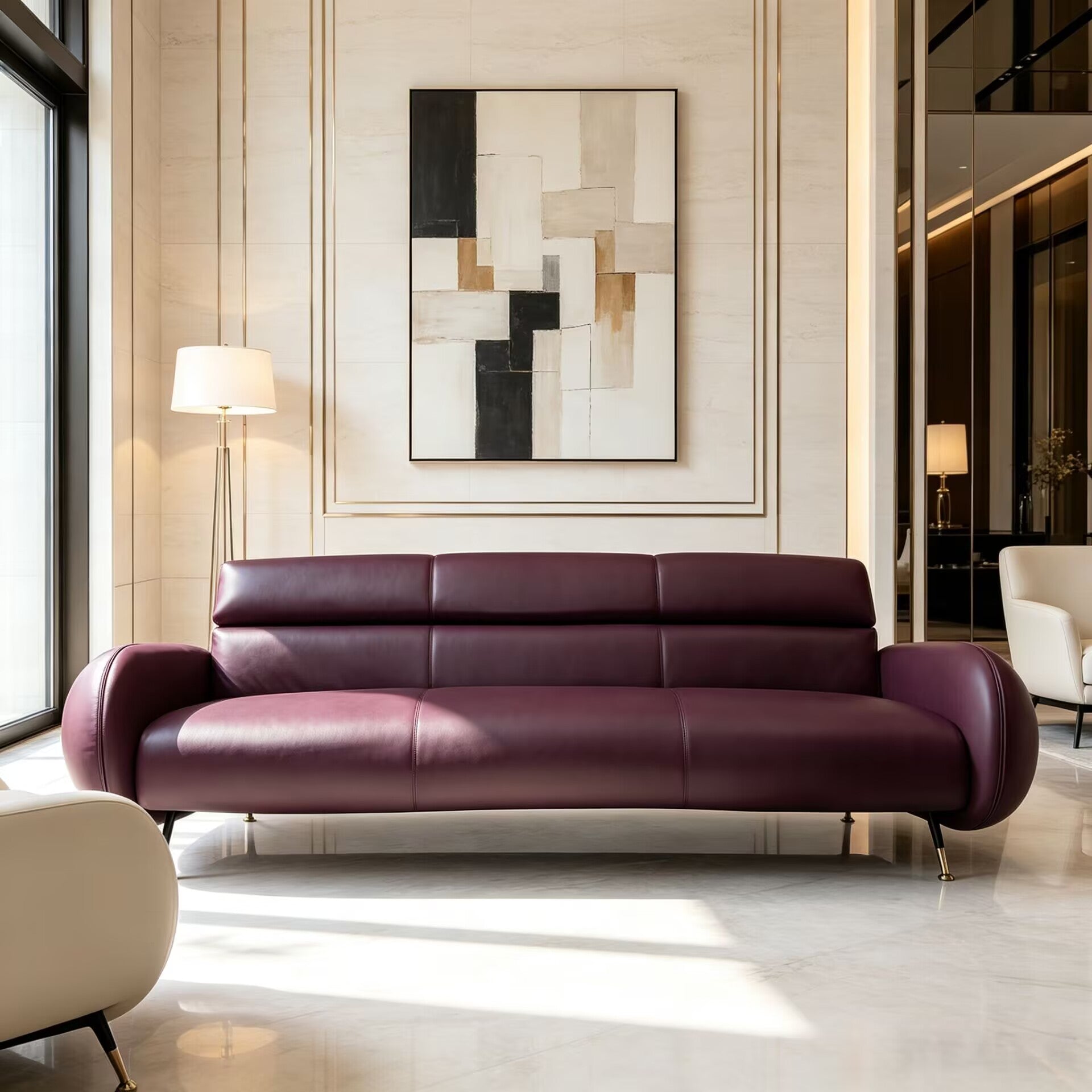 Marco High Quality Italian Living Room Art Genuine Leather Sofa