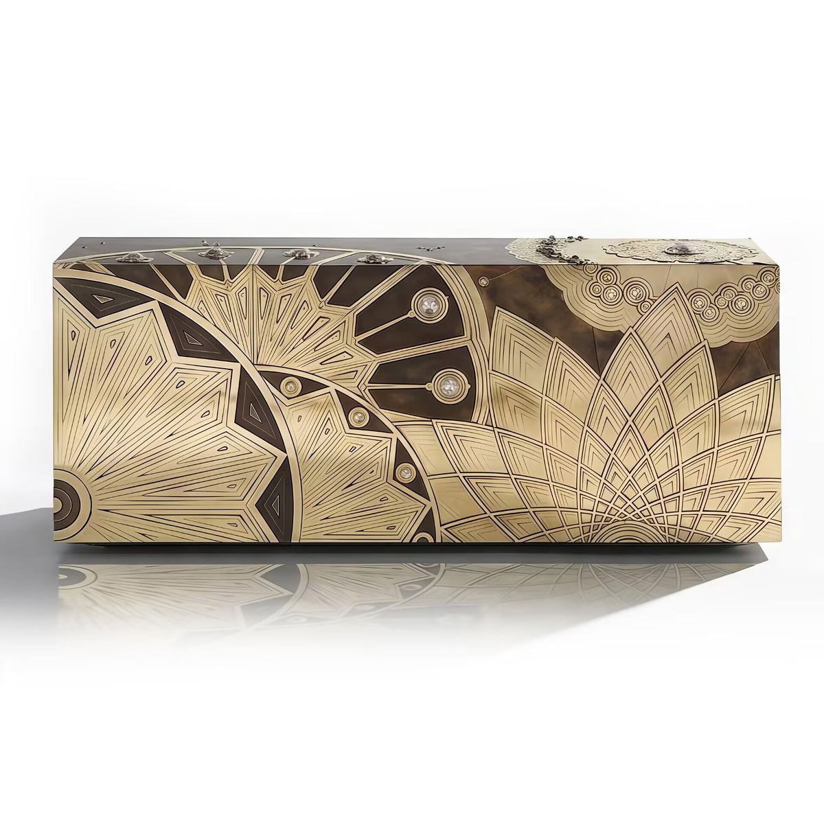 Marguerite Italian Designer Stainless Steel Sculpture Art Sideboard