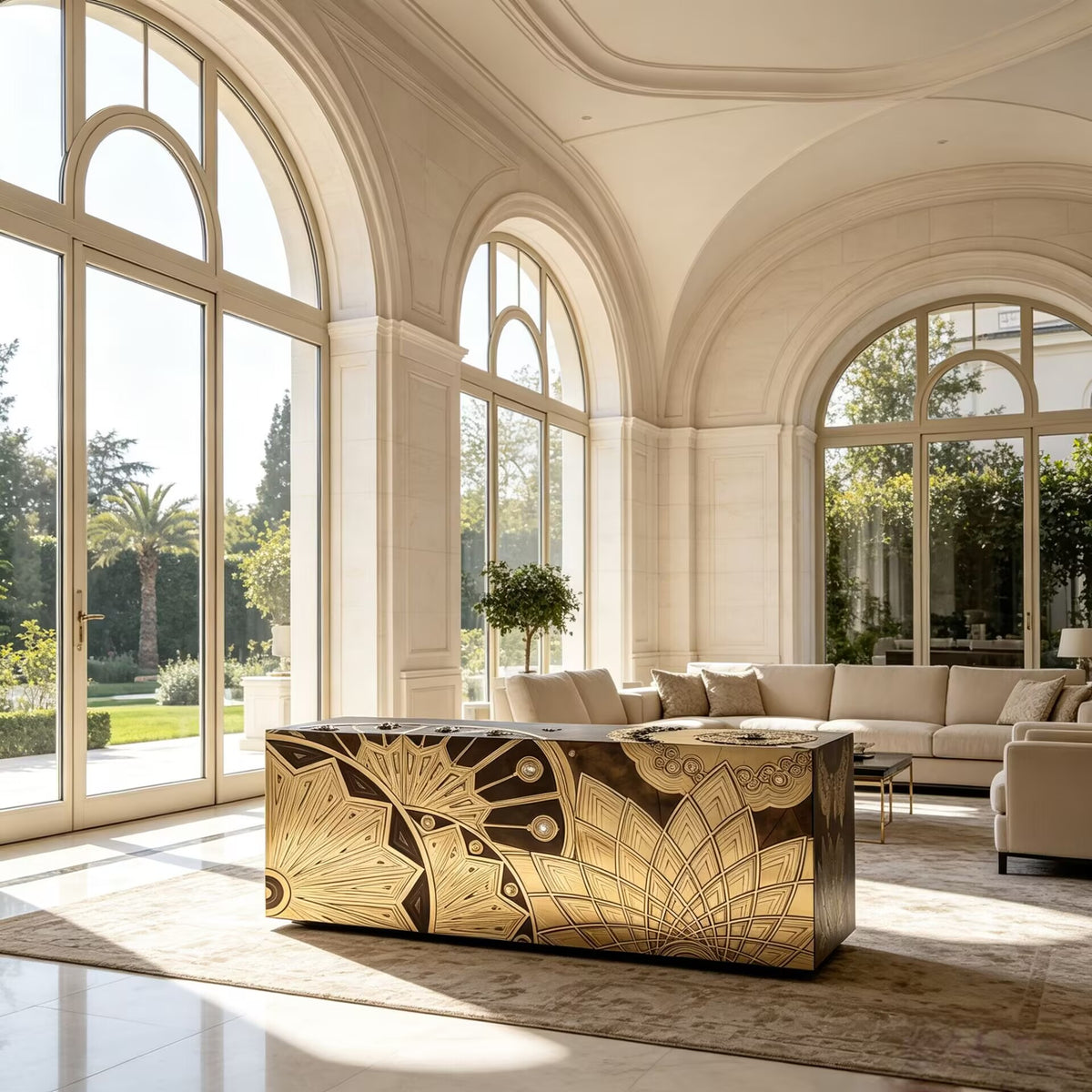 Marguerite Italian Designer Stainless Steel Sculpture Art Sideboard