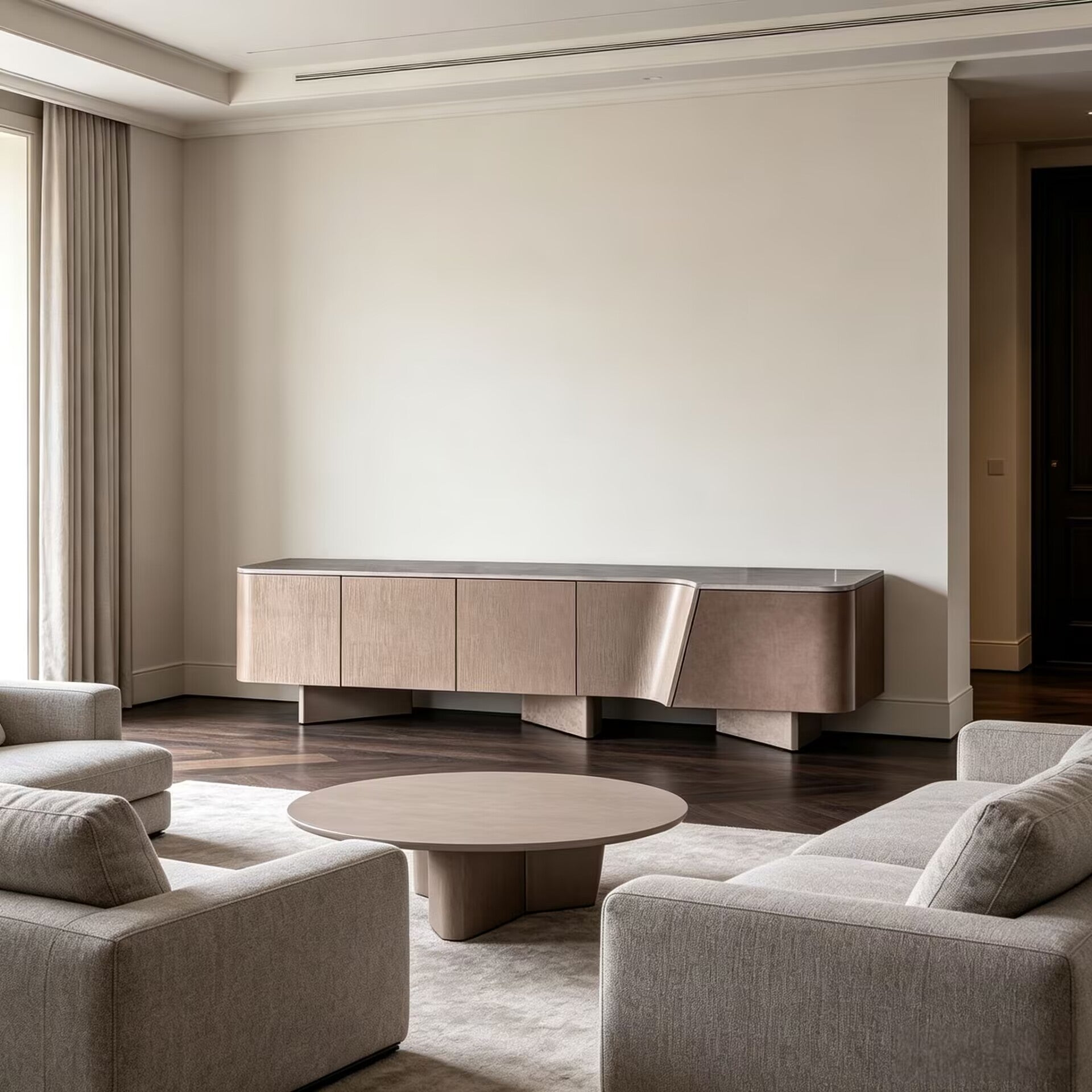 Marla Luxury Minimalism Art Marble Solid Wood Tv Cabinet