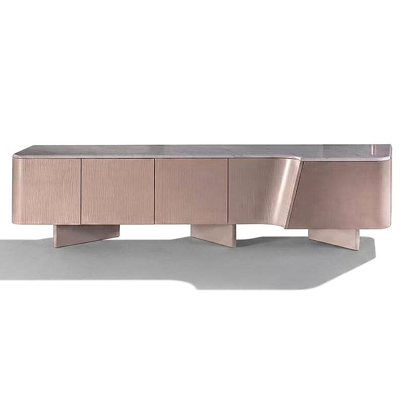 Marla Luxury Minimalism Art Marble Solid Wood Tv Cabinet