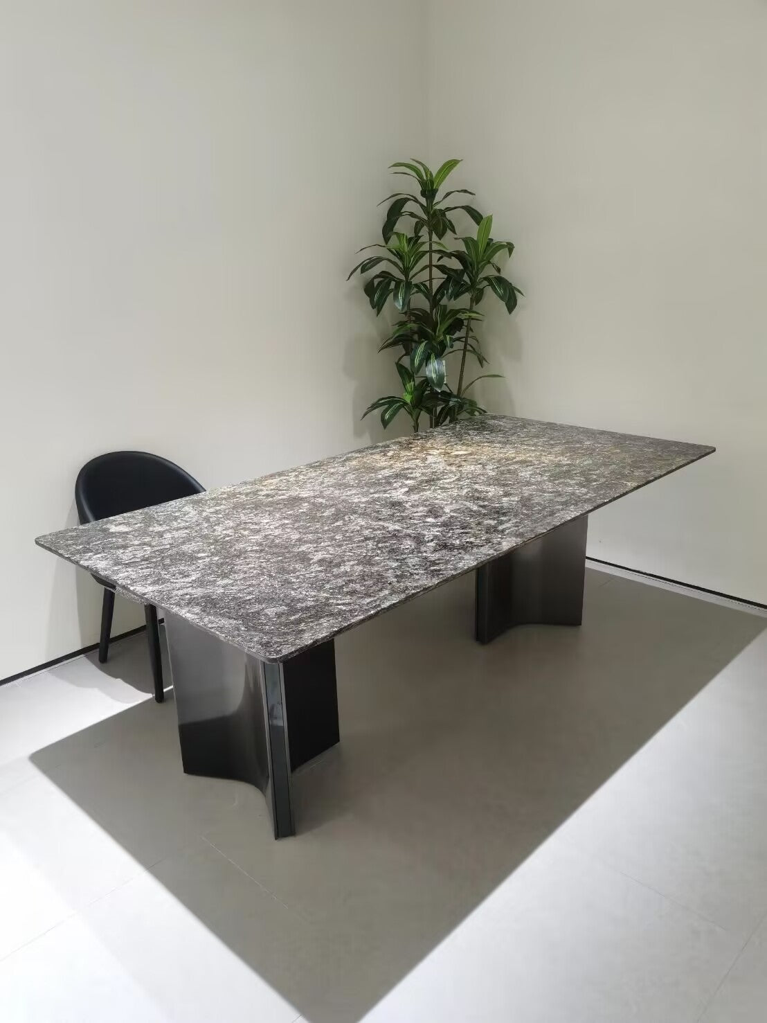 Marvin Upscale Stainless Steel Luxurious Natural Marble Dining Table
