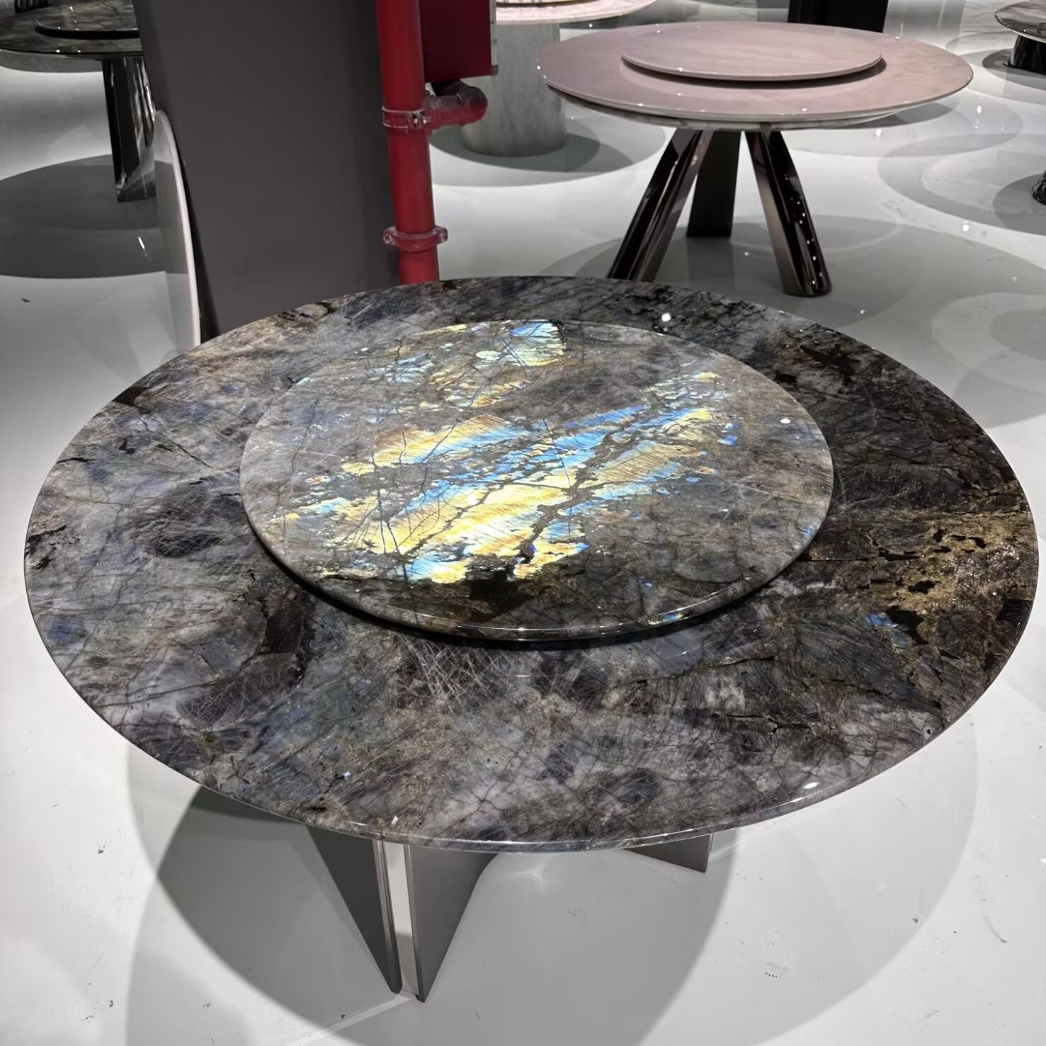 Marvin Upscale Stainless Steel Luxurious Natural Marble Dining Table