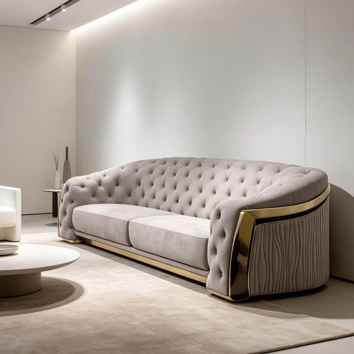 Massimo Villa Living Room Luxurious Artistic Straight Fabric Sofa