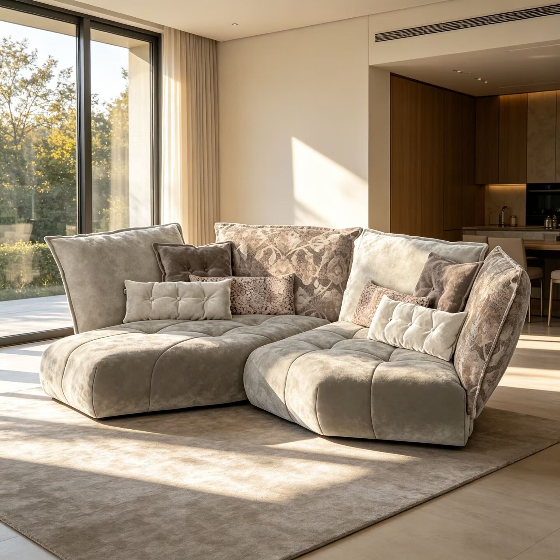 Matilda Living Room Luxury Designer Simple Fabric Multi-Seat Sofa