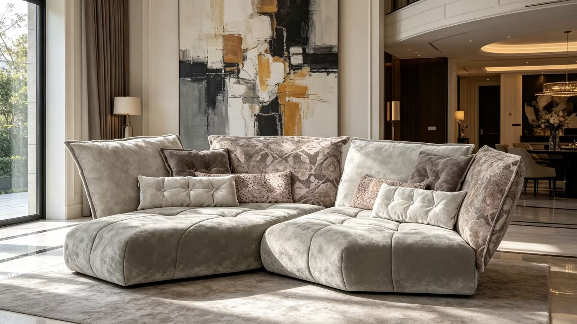 Matilda Living Room Luxury Designer Simple Fabric Multi-Seat Sofa