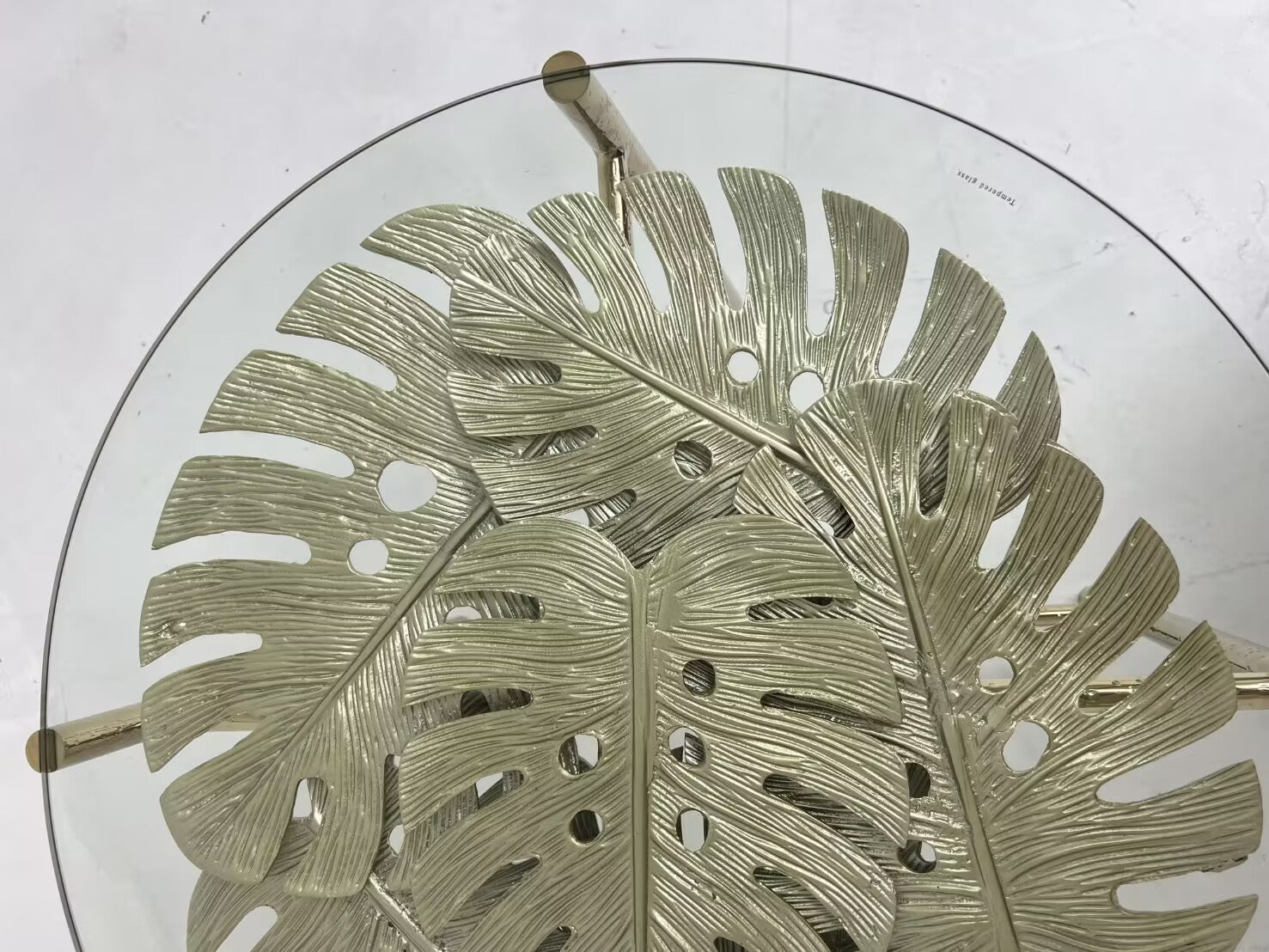 Maui Italian Villa Living Room Artistic Brass Glass Circle Coffee Table