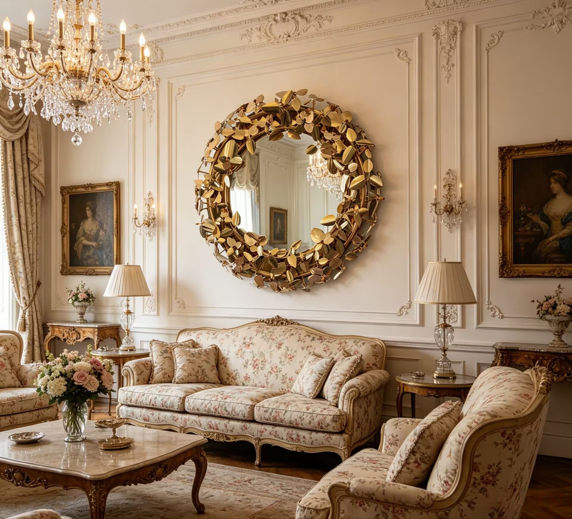 Mcqueen Luxurious Irregular Art Brass Wall-Mounted Decorative Mirror