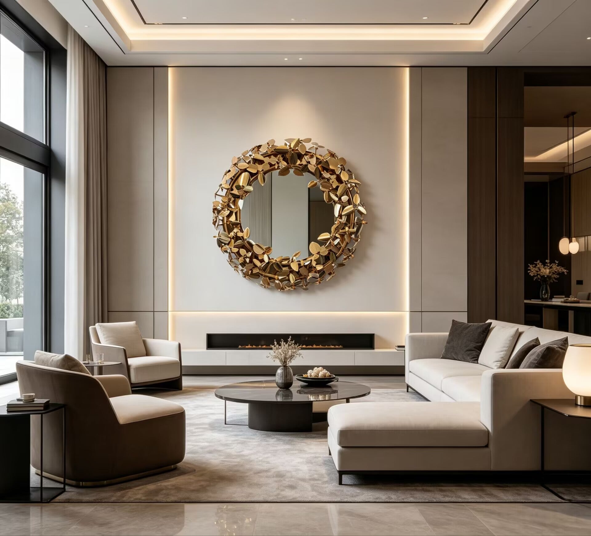 Mcqueen Luxurious Irregular Art Brass Wall-Mounted Decorative Mirror
