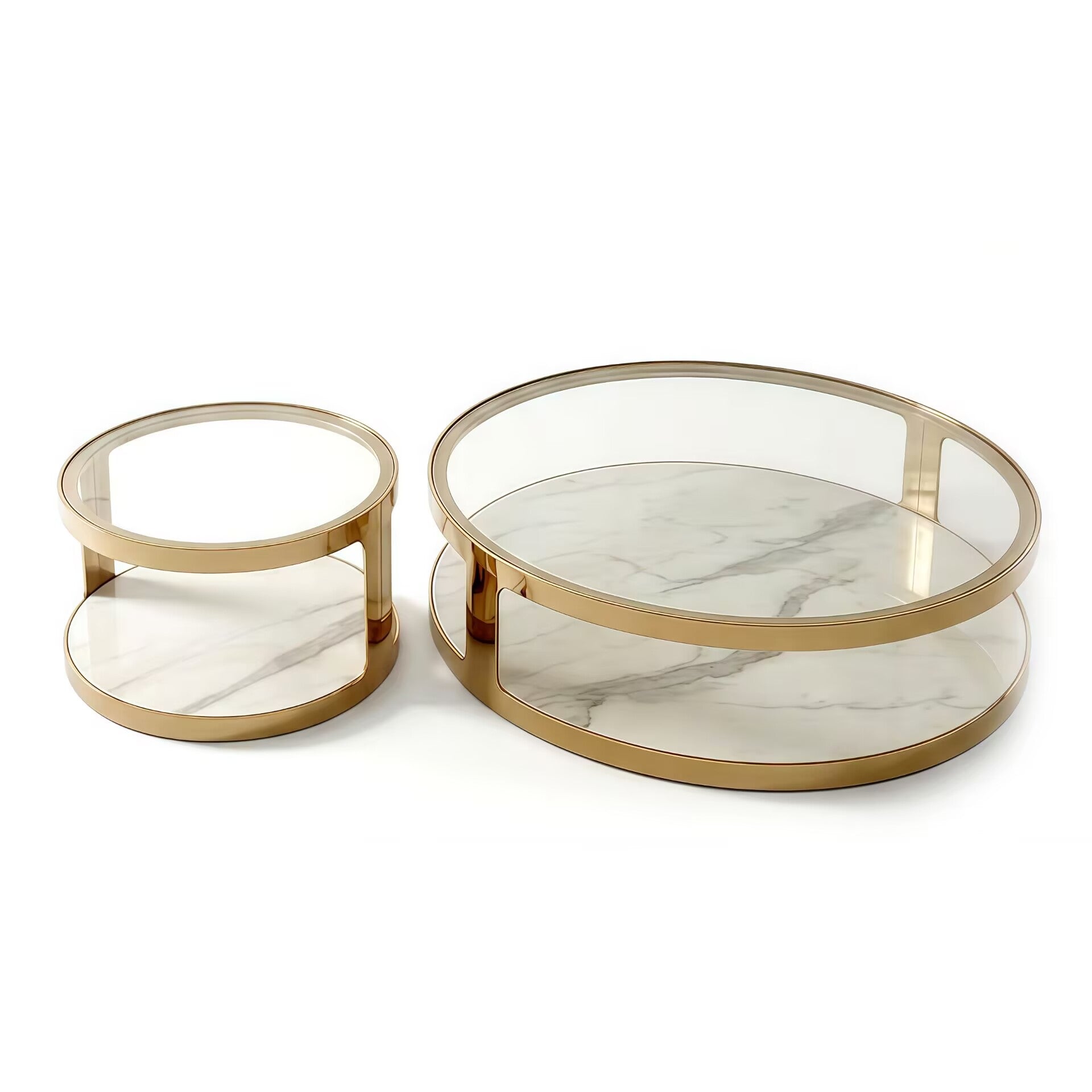 Medallion Modern Minimalism Stainless Steel Glass Coffee Table