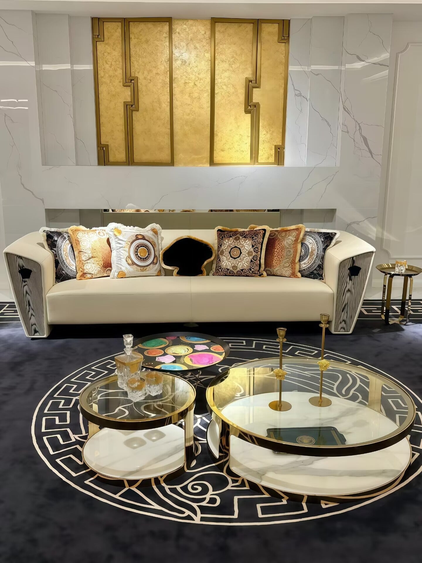 Medallion Modern Minimalism Stainless Steel Glass Coffee Table