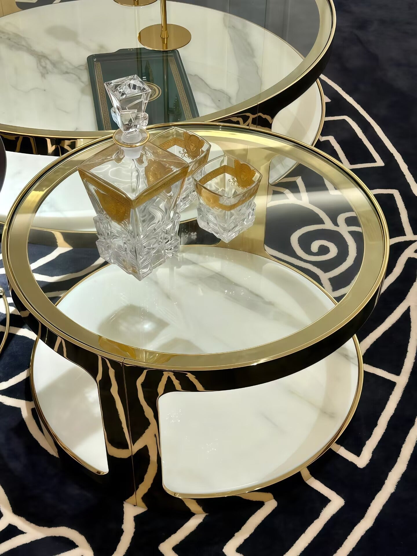 Medallion Modern Minimalism Stainless Steel Glass Coffee Table