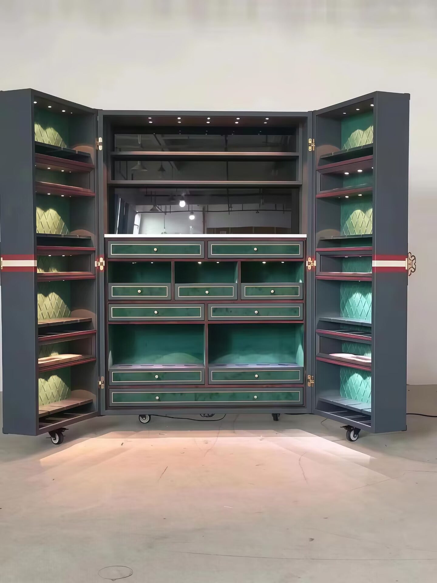 Medium Modern Designer Movable Solid Wood Wine Cabinet