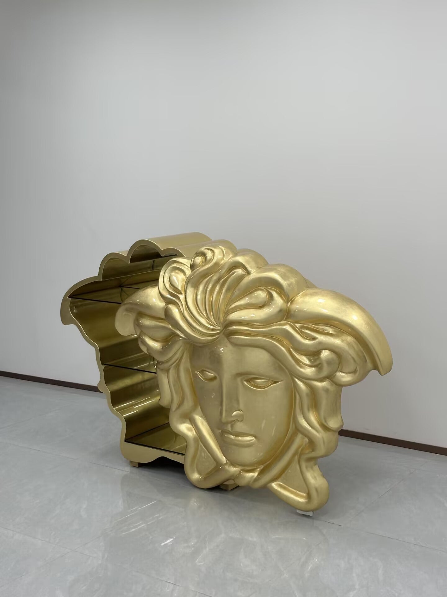 Medusa Carezza Artistic Irregular Solid Wood Glass Wine Cabinet