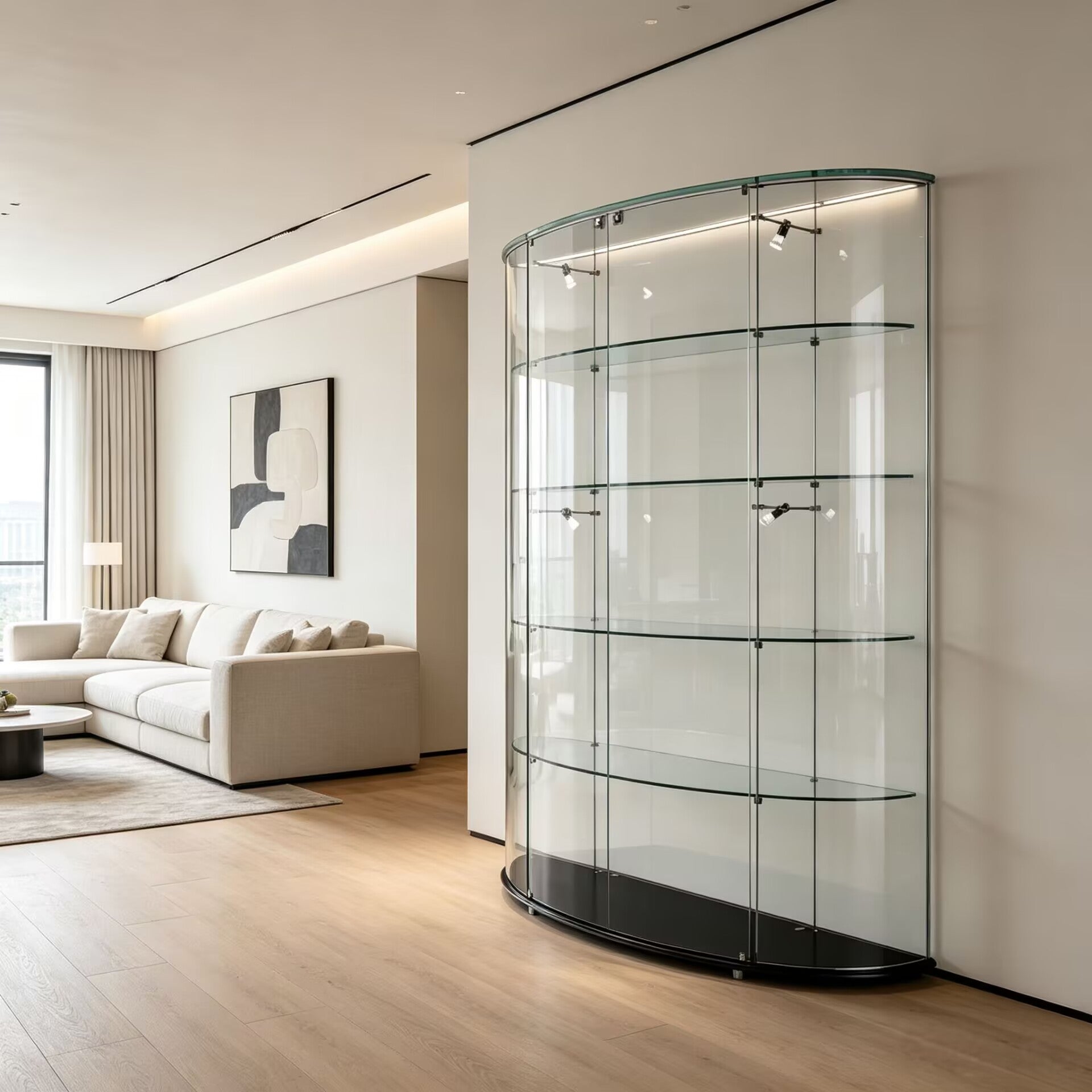 Mega Villa Living Room Artistic Tempered Glass Multi-Layer Wine Cabinet