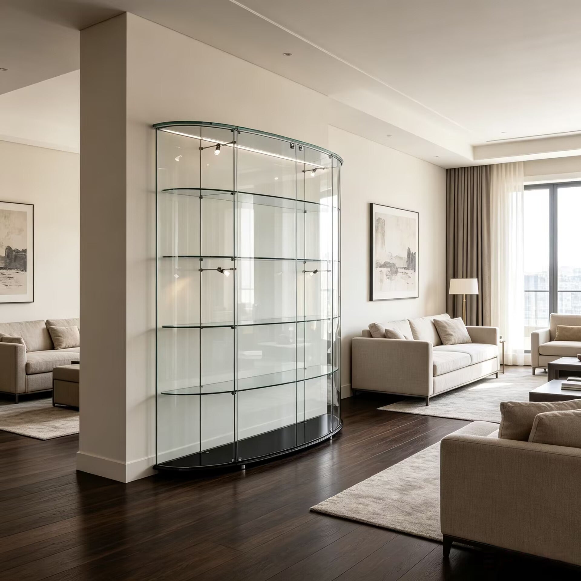Mega Villa Living Room Artistic Tempered Glass Multi-Layer Wine Cabinet