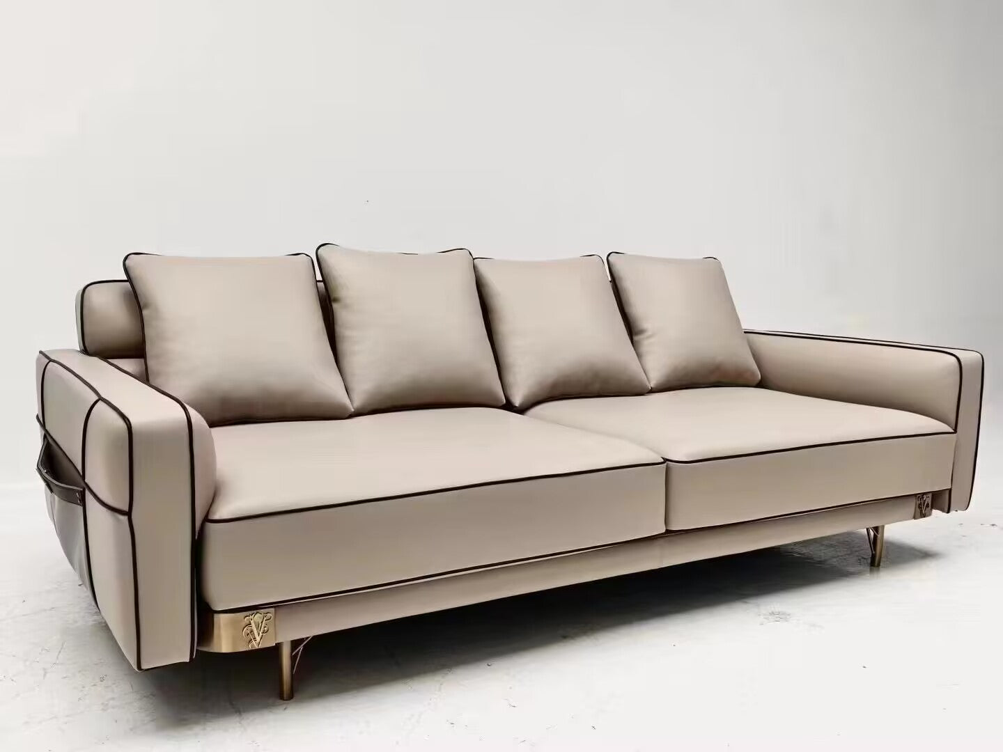 Memphis High Quality Designer Genuine Leather Straight Sofa