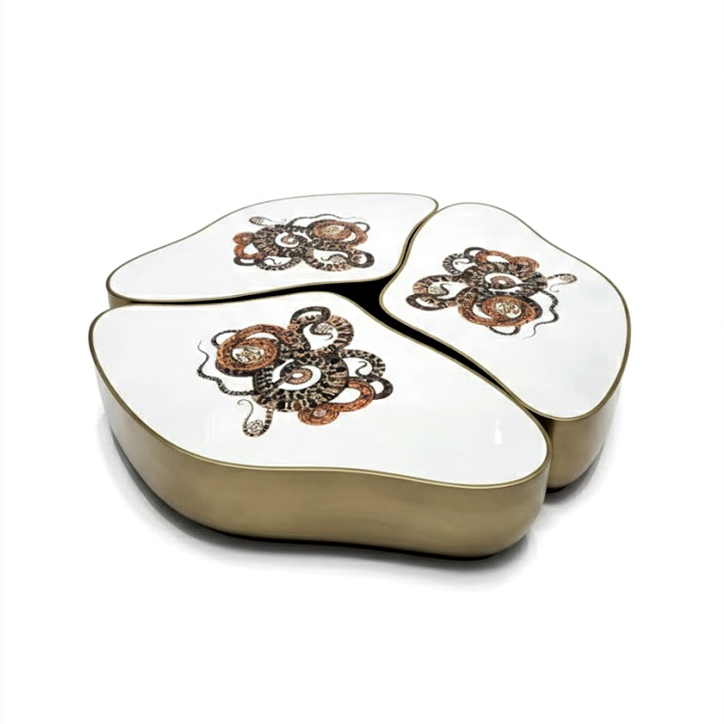 Meru Luxurious Unique Creative Tempered Glass Artistic Coffee Table