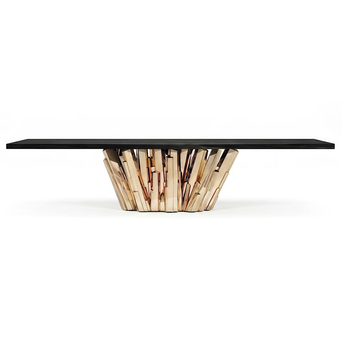 Meta Crystal Designer Unique Metal Solid Wood Rectangle Dining Table