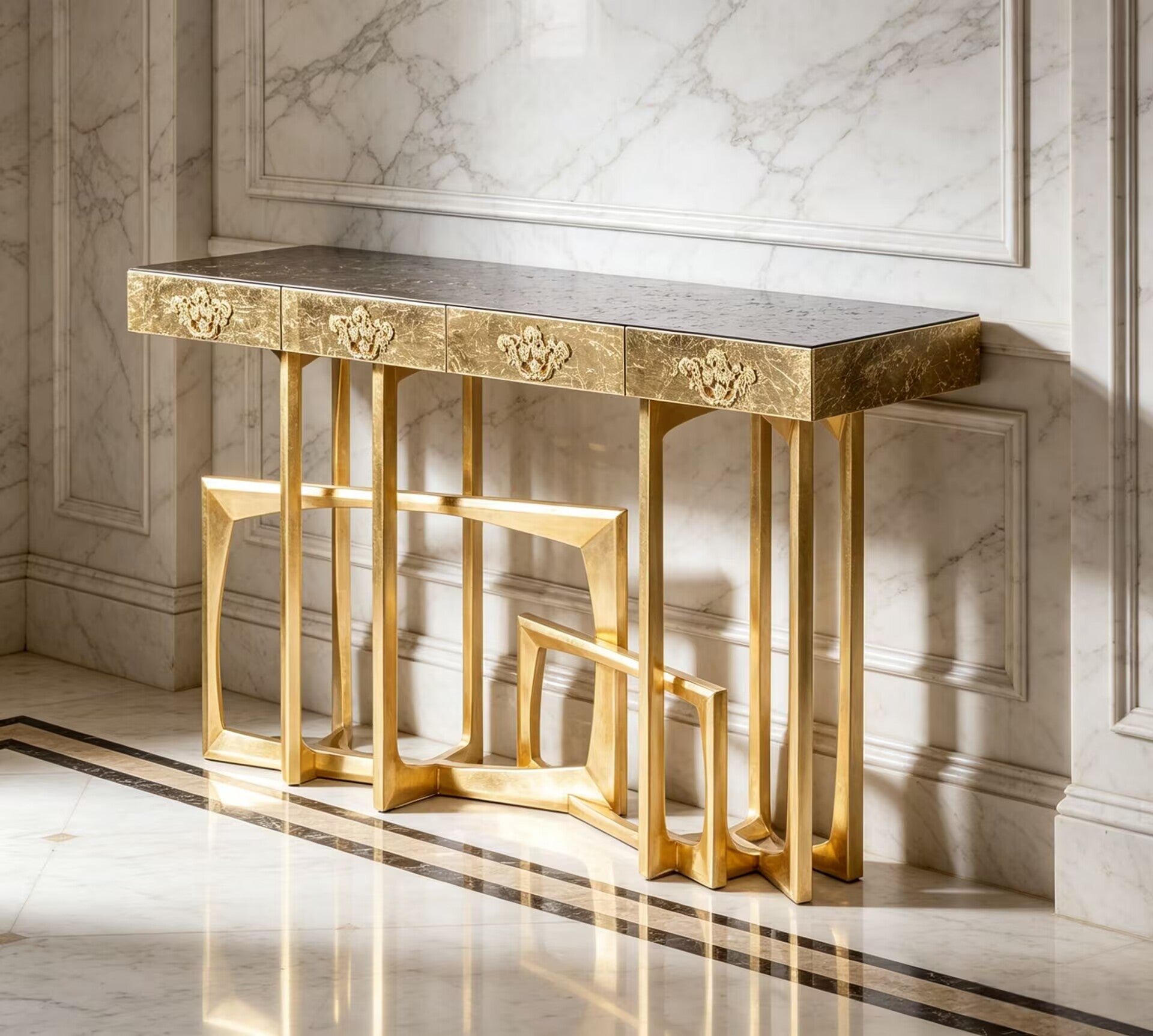 Metropolis Italian Villa High-End Designer Solid Wood Artistic Console