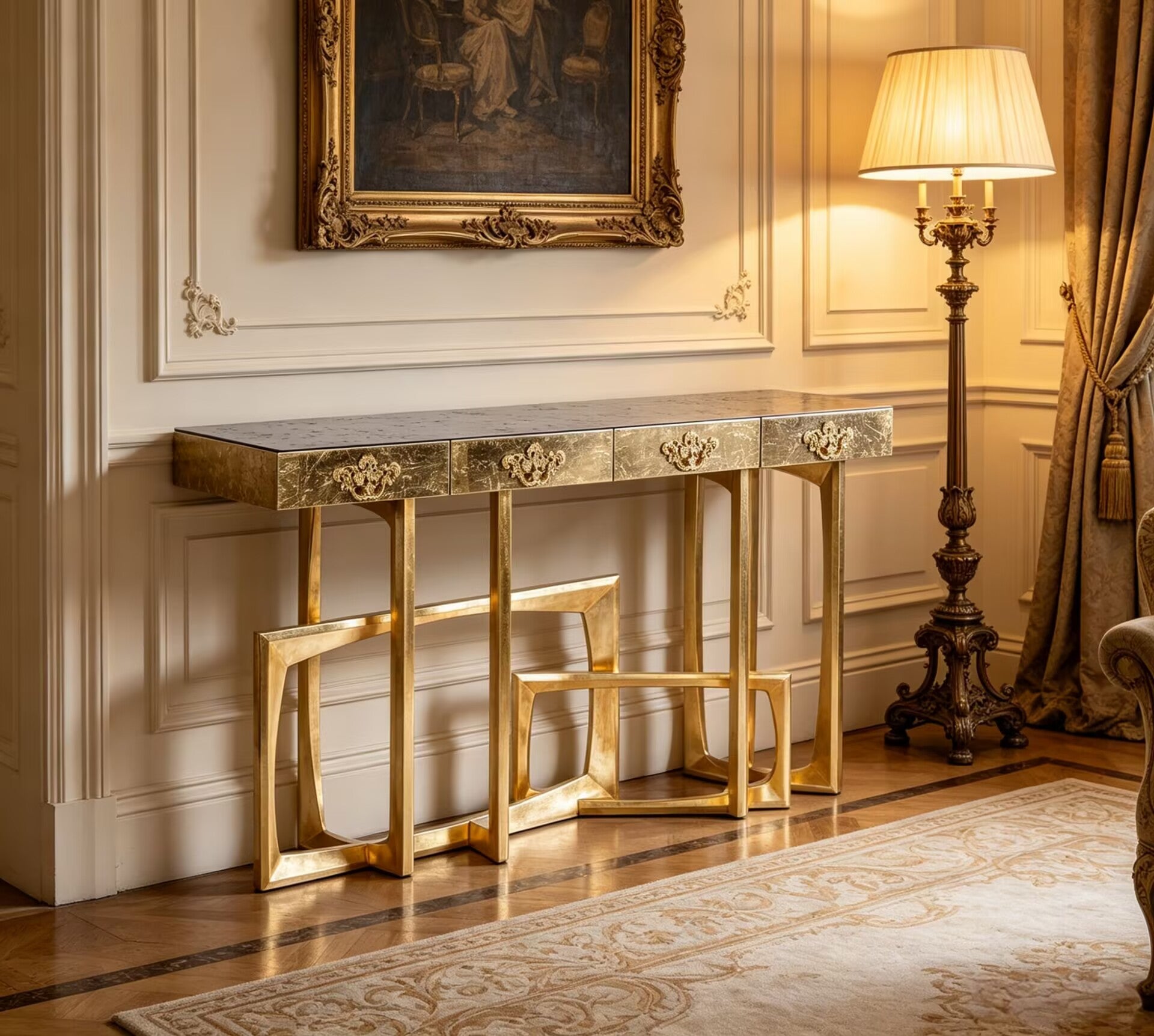 Metropolis Italian Villa High-End Designer Solid Wood Artistic Console