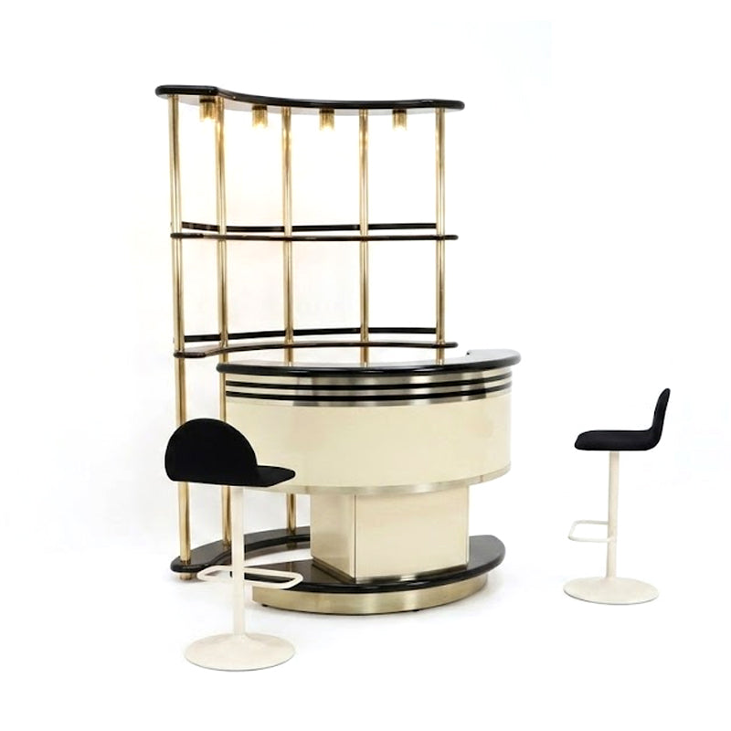Midcentury Italian Luxury Artistic Retro Stainless Steel Bar Counter