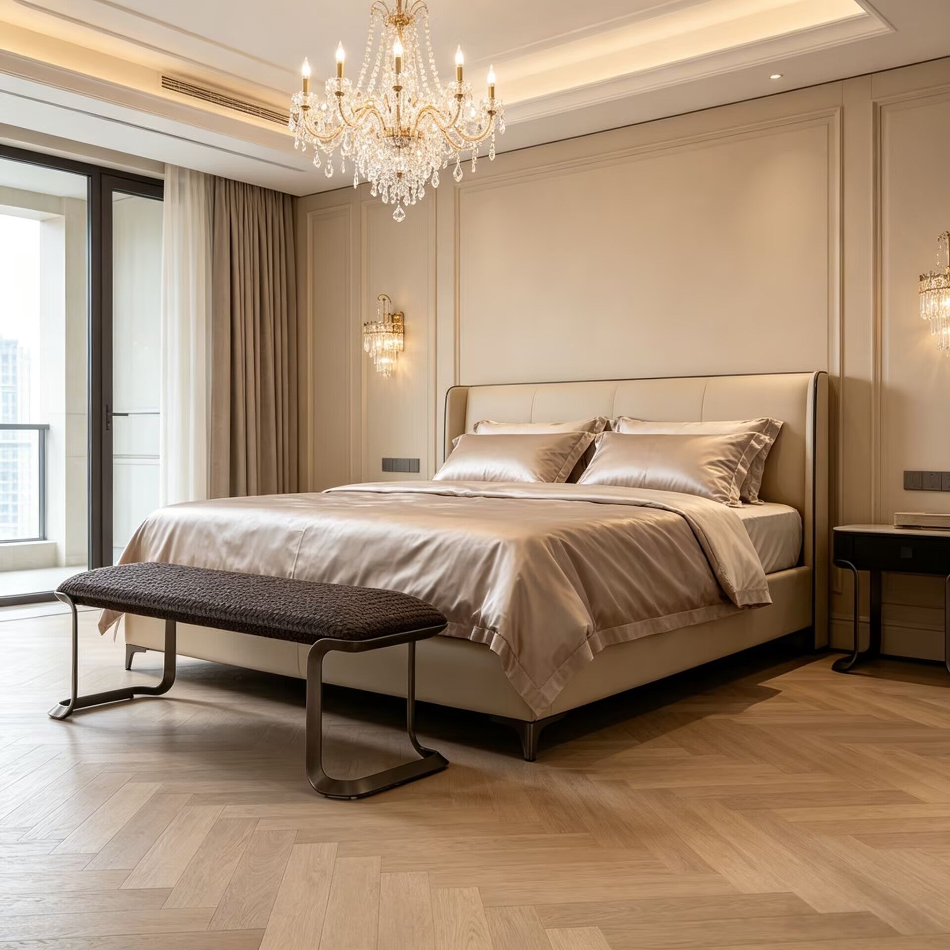Milano High Quality Metal Minimalism Fabric Bed End Bench