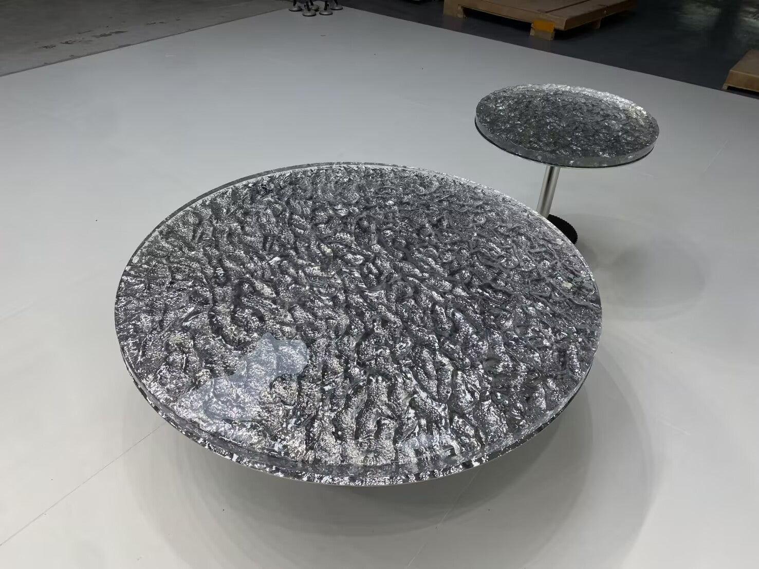 Miller Italian Creativity Water Ripples Stainless Steel Coffee Table