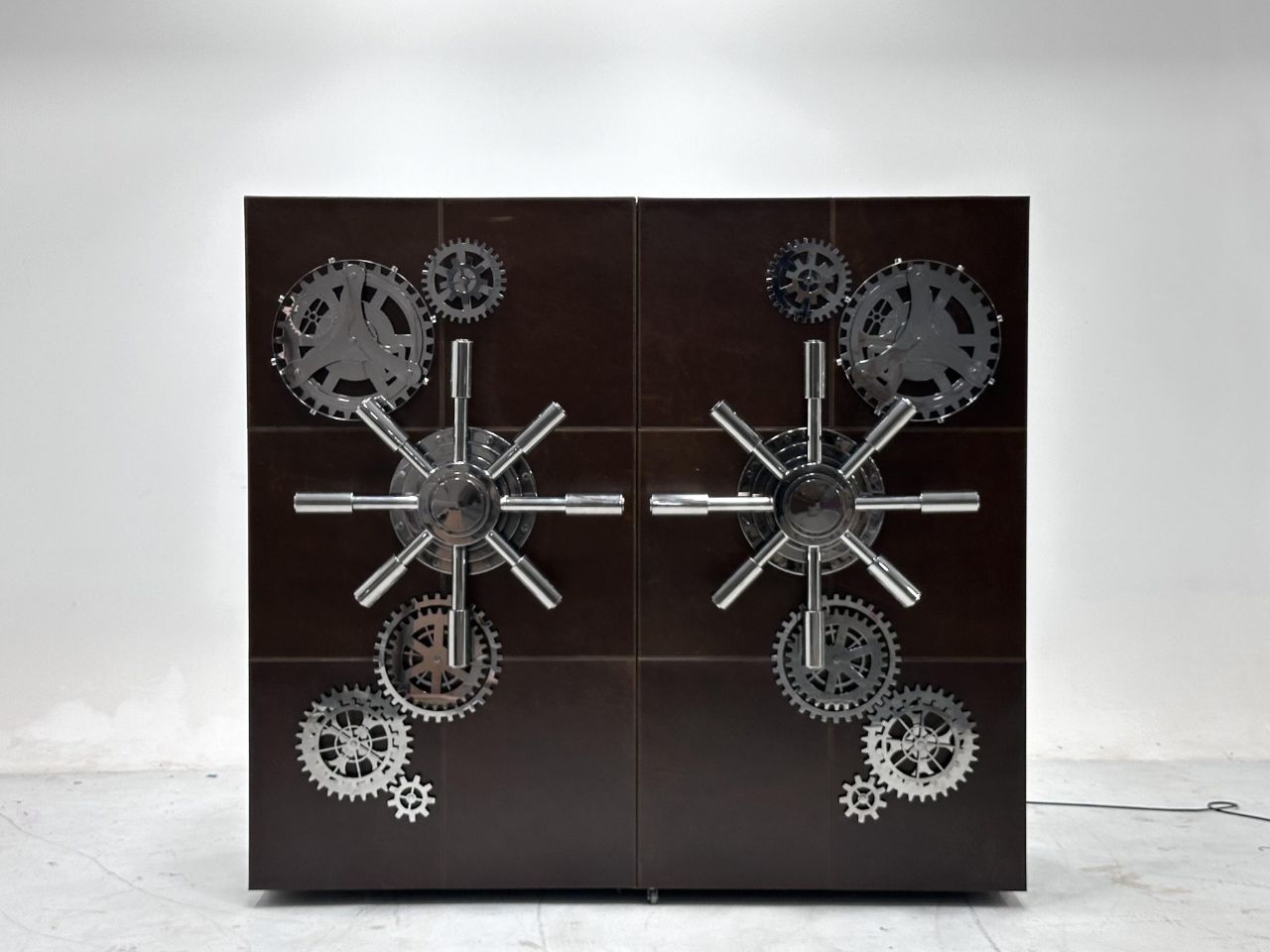Millionaire Upscale Modern Luxury Solid Wood Leather Wine Cabinet