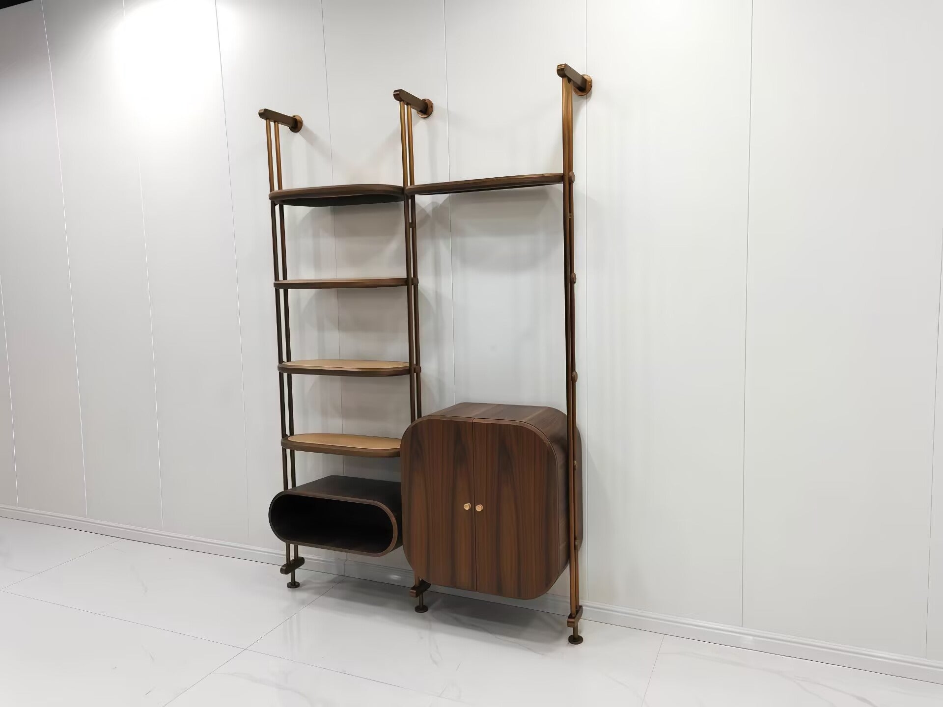 Minelli Designer Stainless Steel Creativity Solid Wood Bookcase