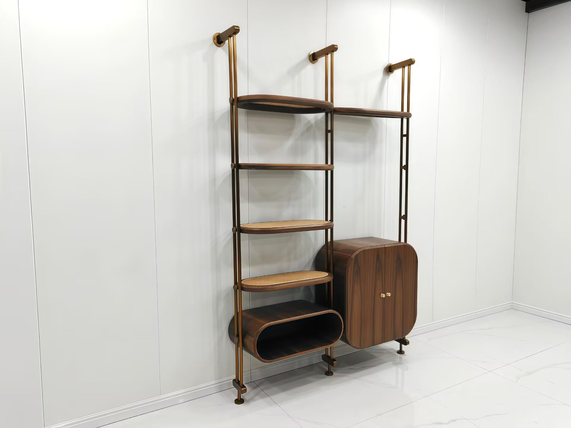 Minelli Designer Stainless Steel Creativity Solid Wood Bookcase
