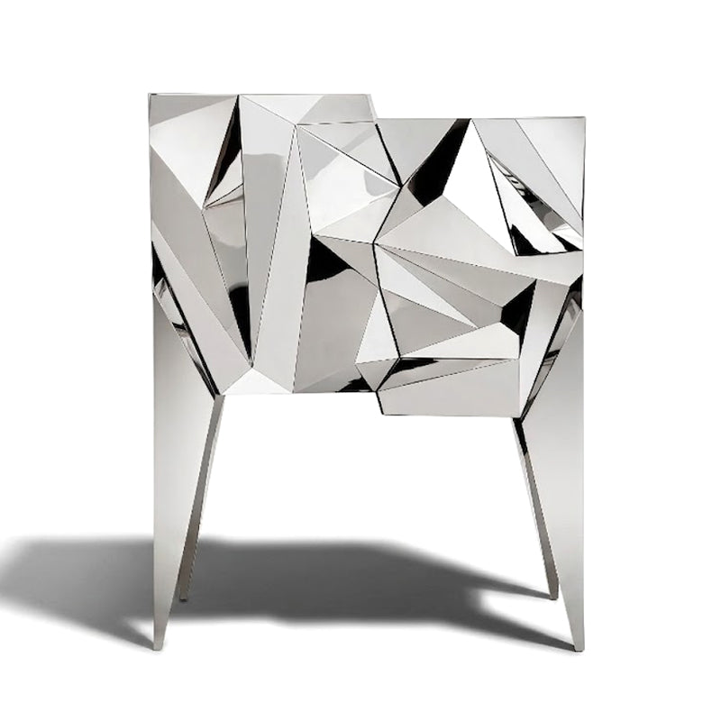 Mineral Mirror Surface Geometry High-End Metal Wine Cabinet