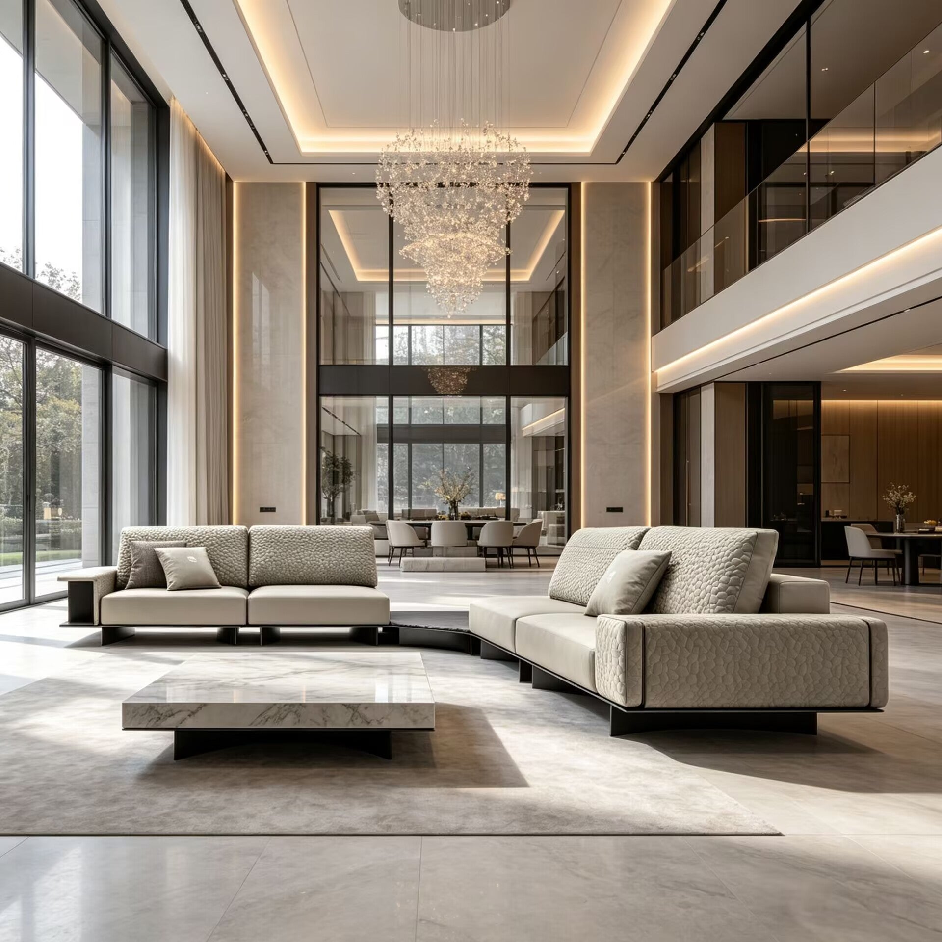 Mirage Villa Living Room Creativity Modular Genuine Leather Sofa