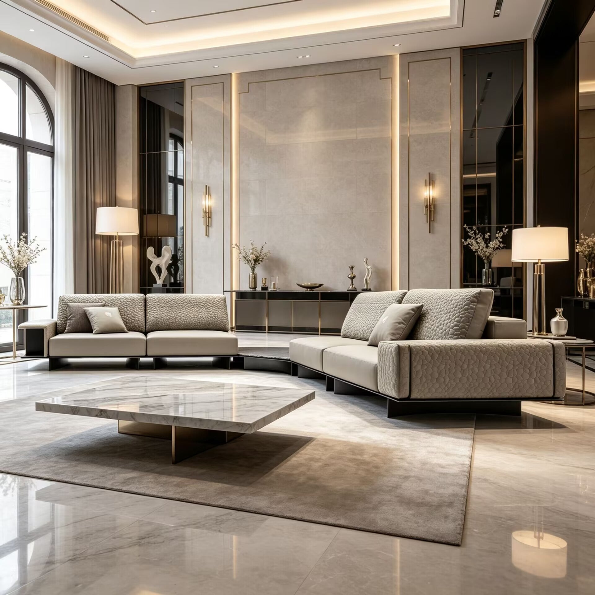 Mirage Villa Living Room Creativity Modular Genuine Leather Sofa