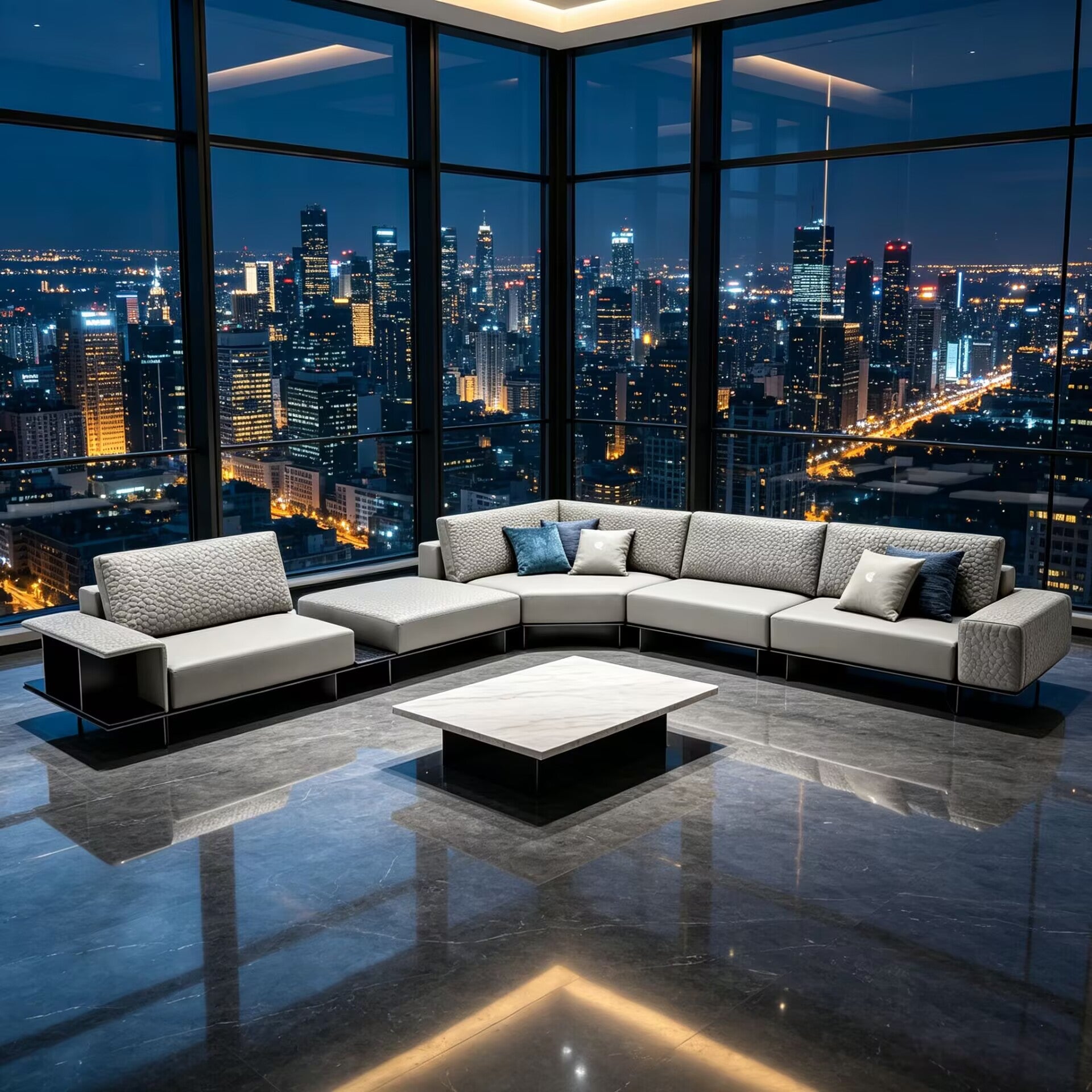 Mirage Villa Living Room Creativity Modular Genuine Leather Sofa