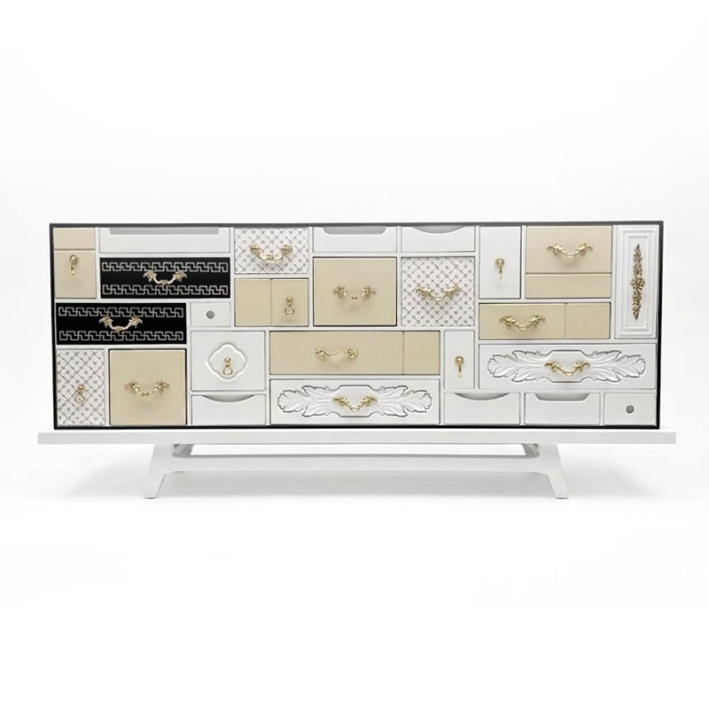 Mondrian Italian Living Room Designer Solid Wood Decorative Sideboard